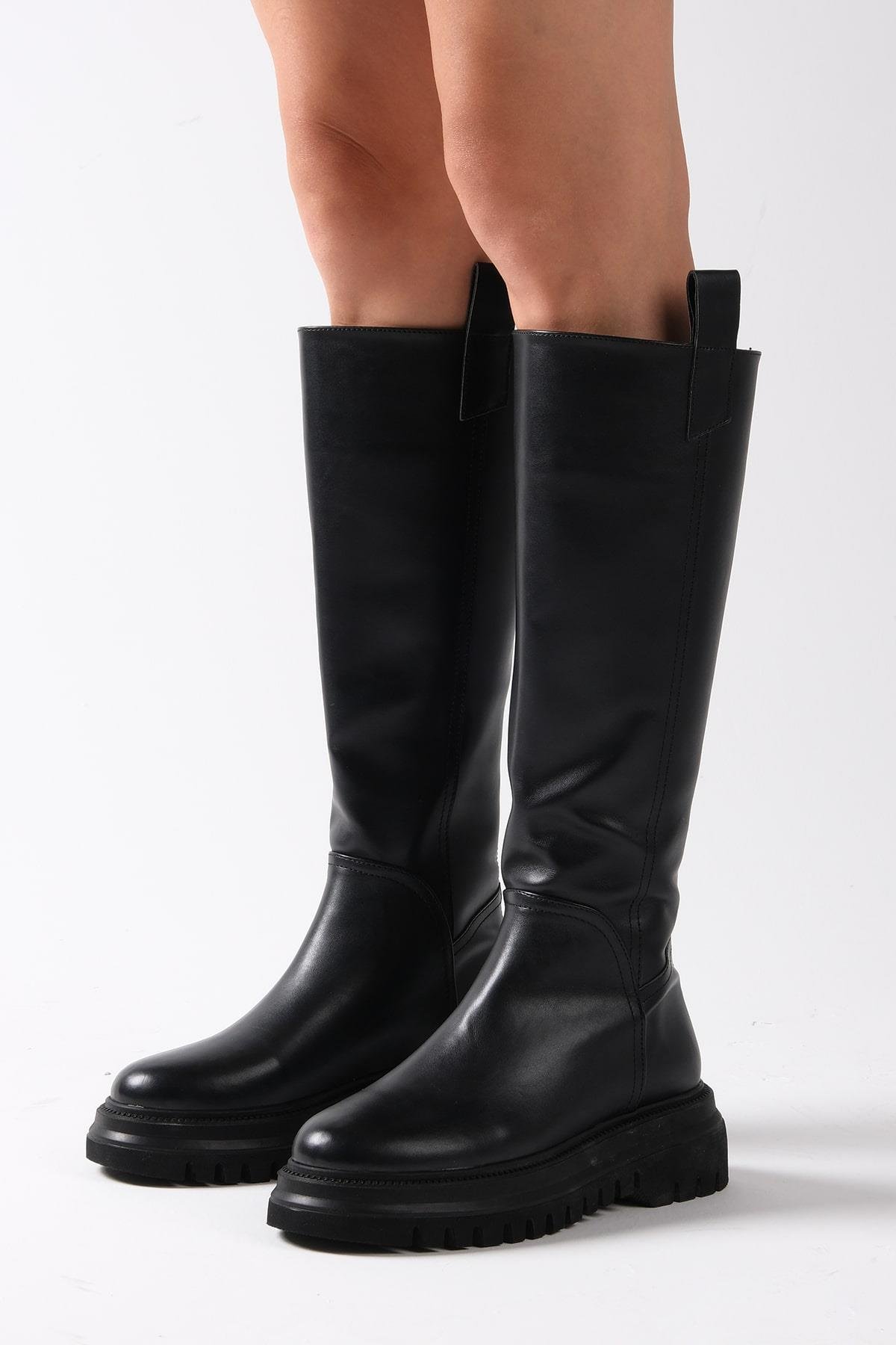 Veronica Siyah Renk Fermuarlı Postal Çizme-ÇİZME-Mio Gusto-01363BLC