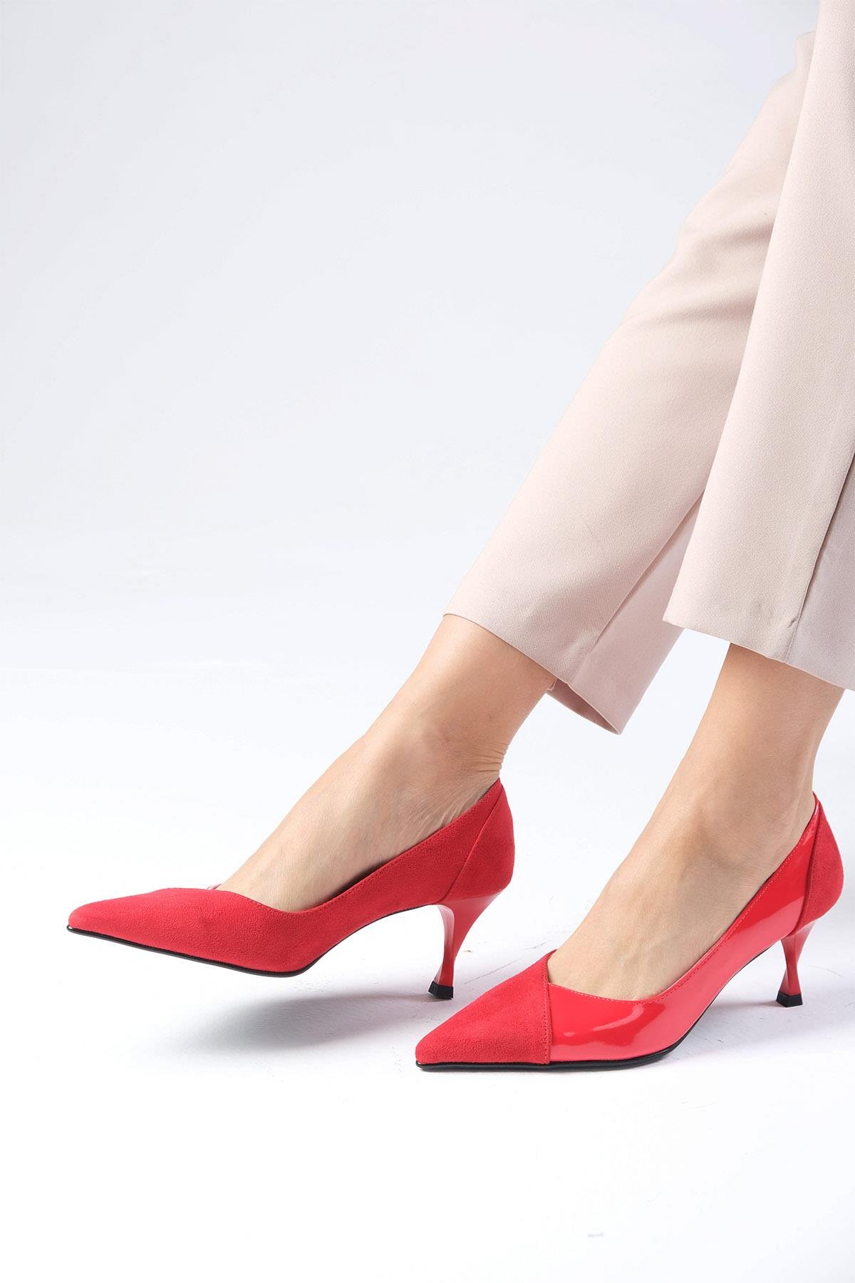 Wendy Kırmızı Renk Topuklu Ayakkabı-Yüksek Topuklu-Mio Gusto-01433RES