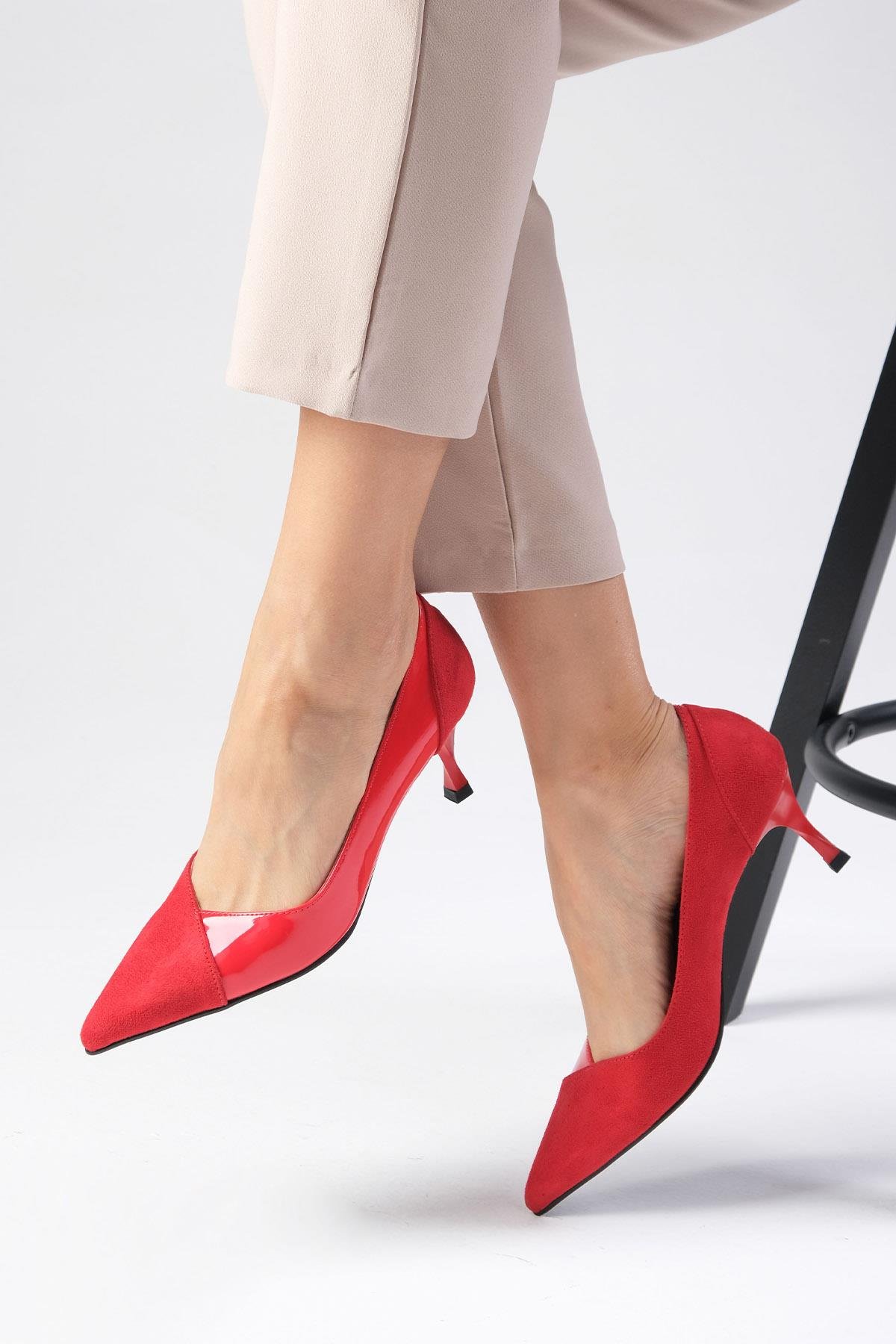 Wendy Kırmızı Renk Topuklu Ayakkabı-Yüksek Topuklu-Mio Gusto-01433RES