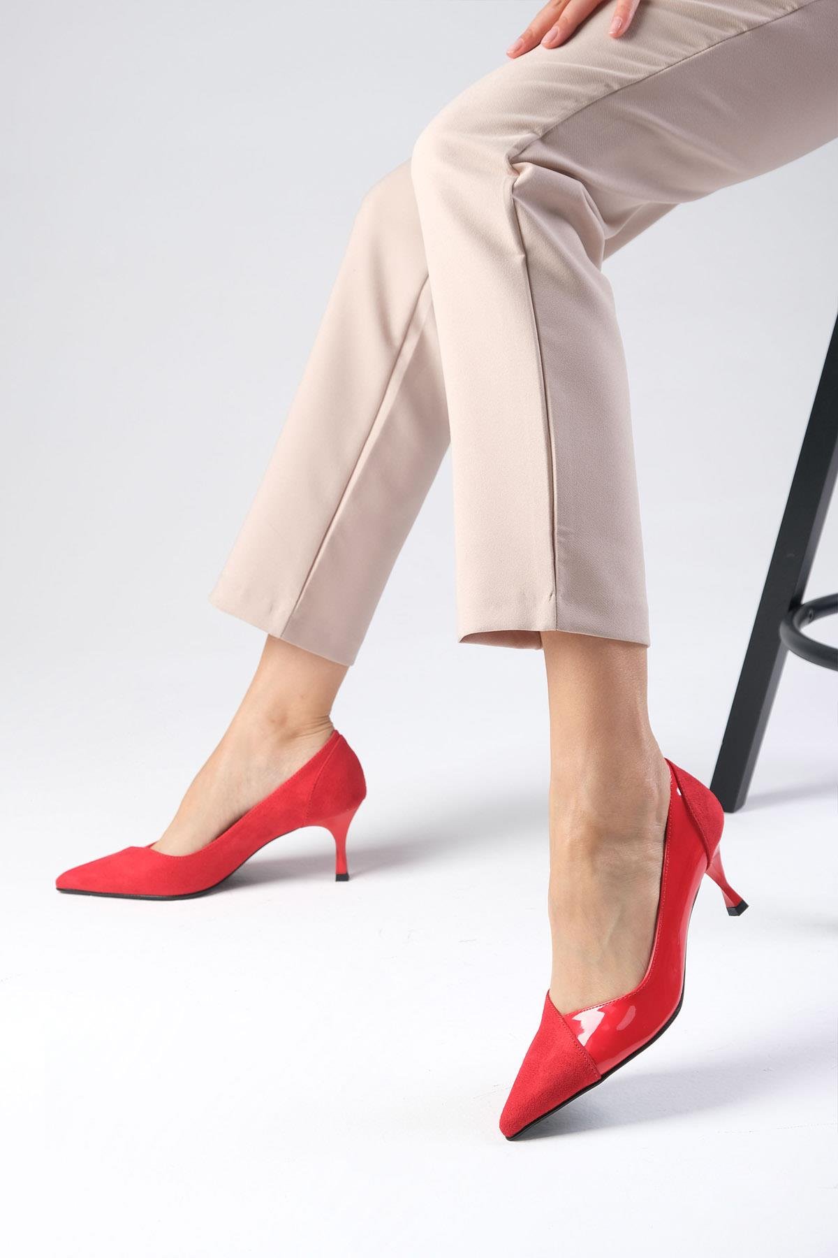 Wendy Kırmızı Renk Topuklu Ayakkabı-Yüksek Topuklu-Mio Gusto-01433RES