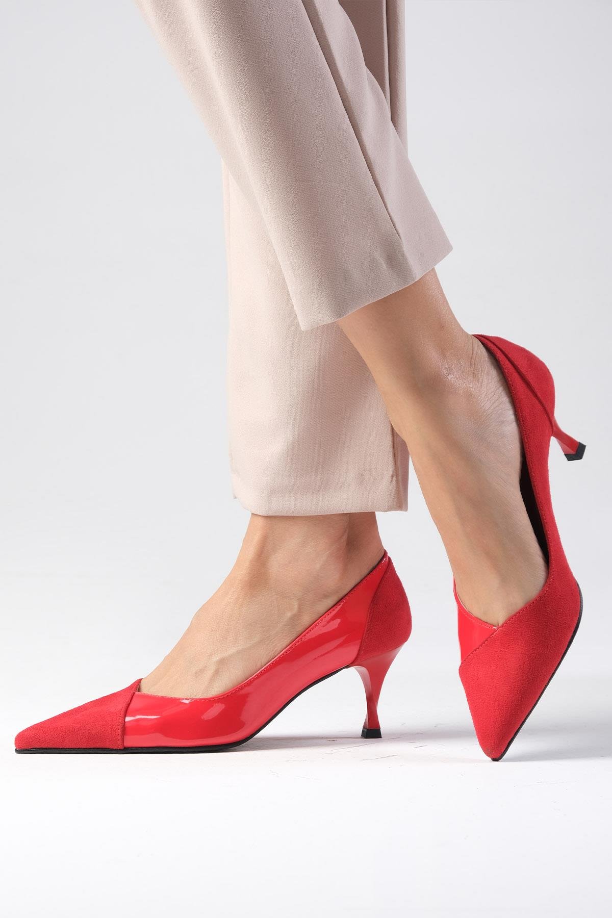 Wendy Kırmızı Renk Topuklu Ayakkabı-Yüksek Topuklu-Mio Gusto-01433RES