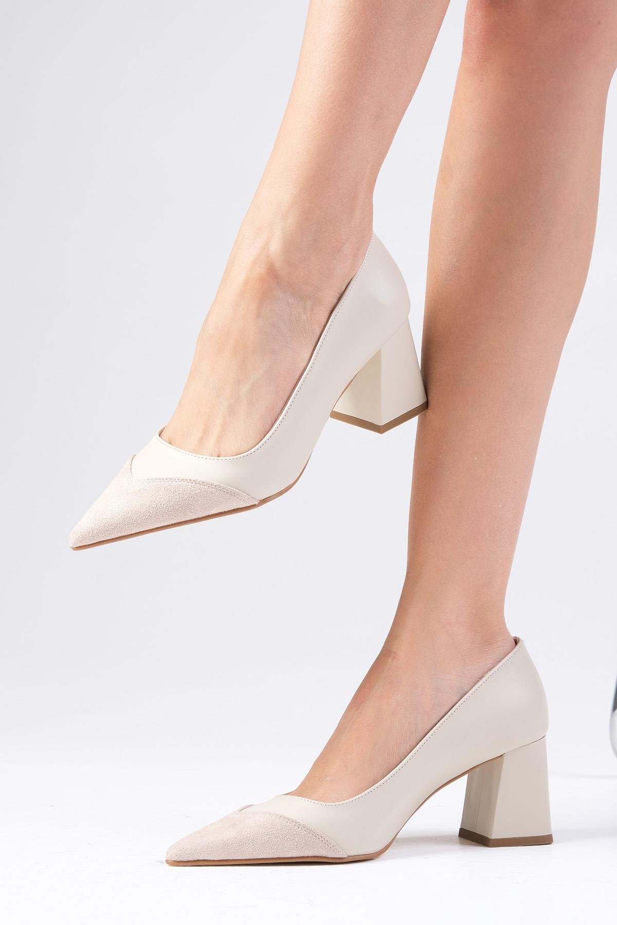 Whitney Bej Renk Topuklu Ayakkabı-Yüksek Topuklu-Mio Gusto-01549BEC