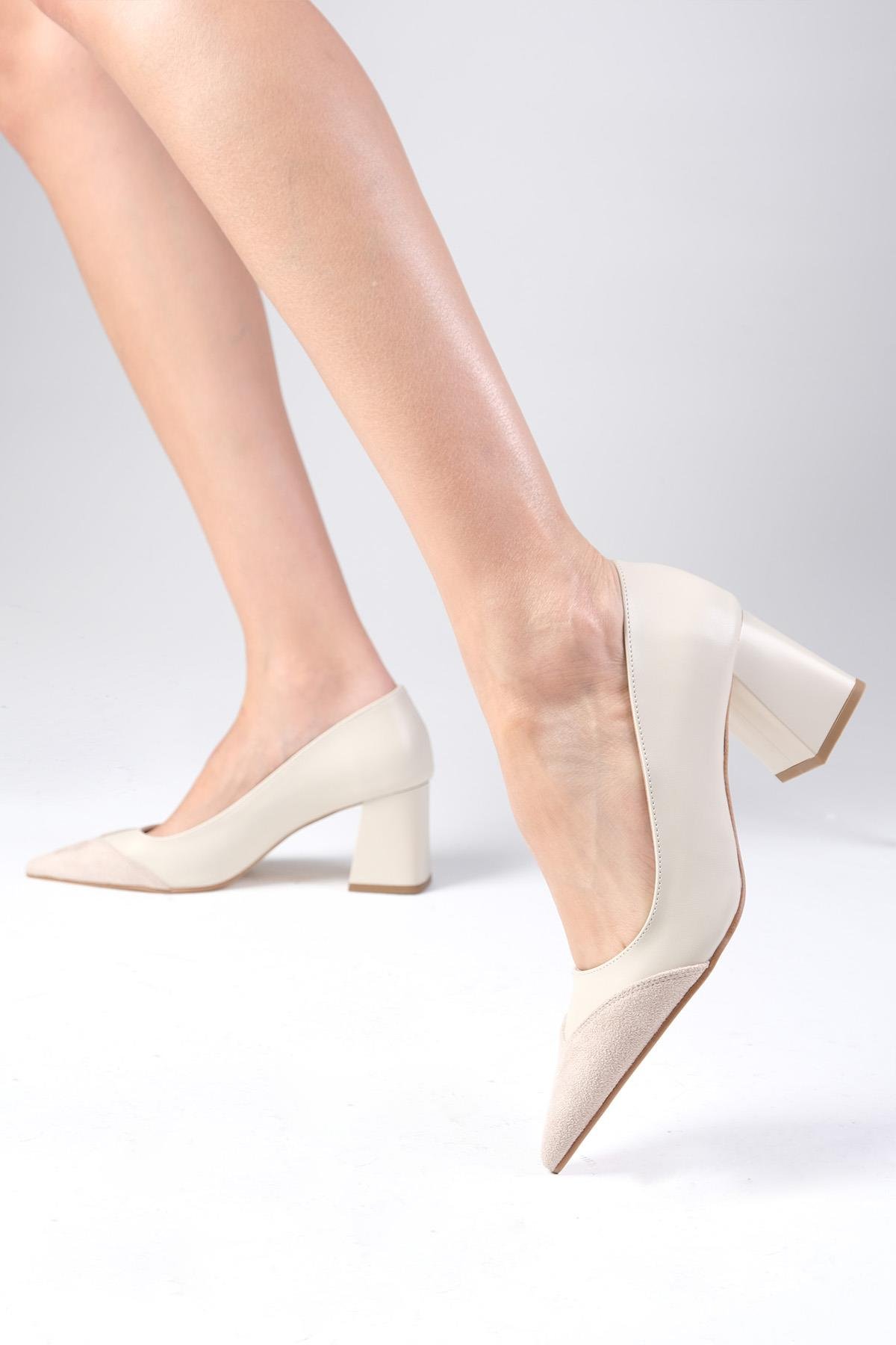 Whitney Bej Renk Topuklu Ayakkabı-Yüksek Topuklu-Mio Gusto-01549BEC