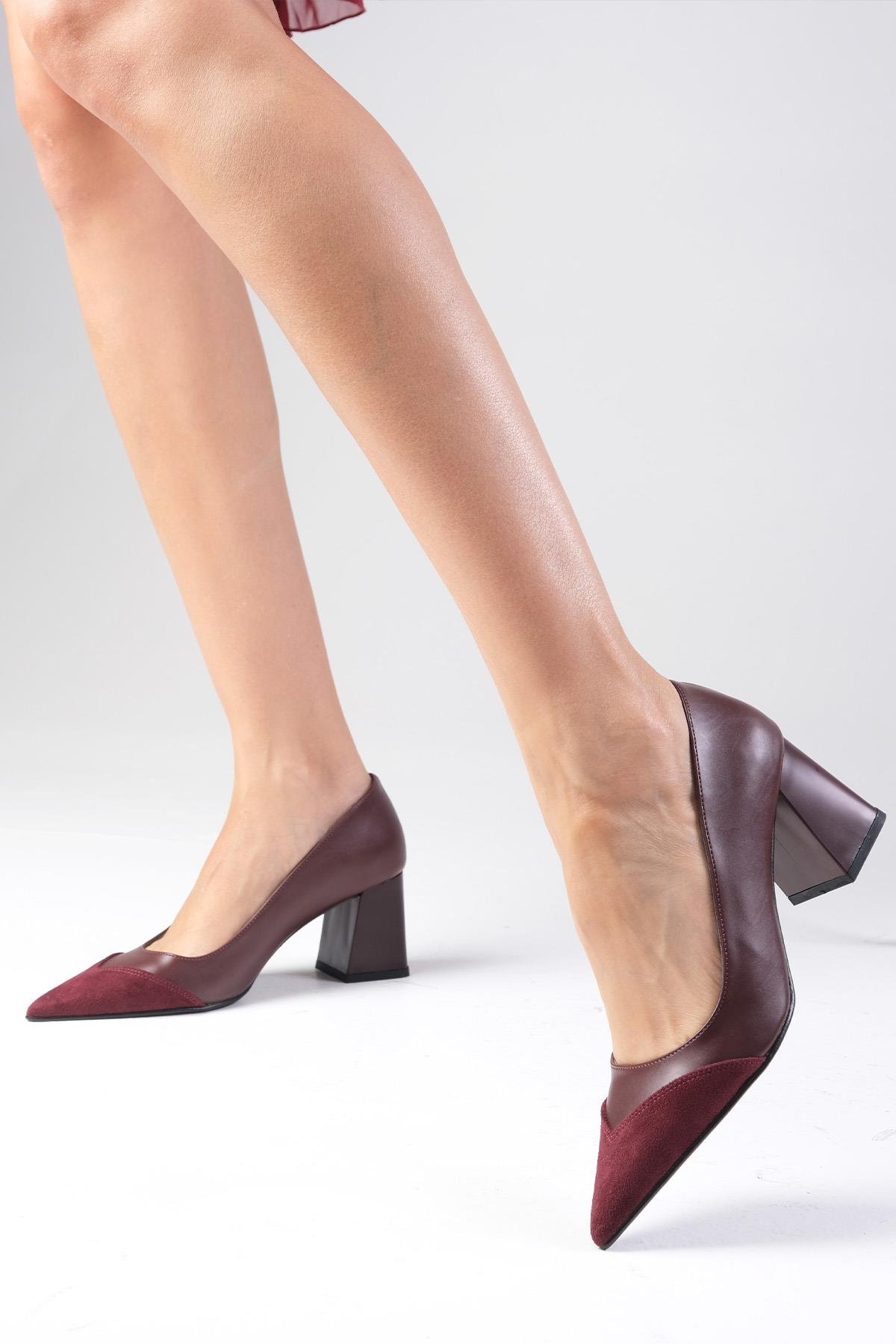 Whitney Bordo Renk Topuklu Ayakkabı-Yüksek Topuklu-Mio Gusto-01549WRC