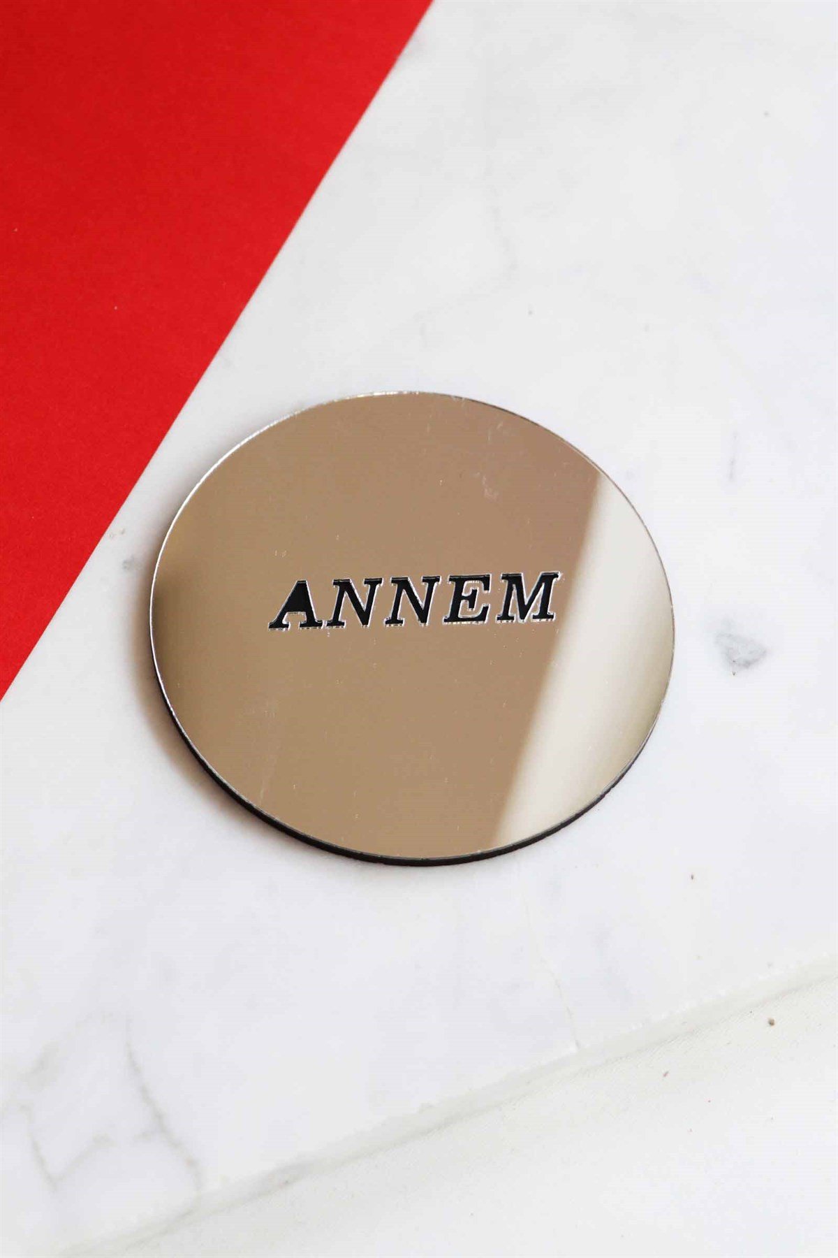 Annelere Özel Led Lamba, Kupa ve aynalı ahşap bardak altlığı seti