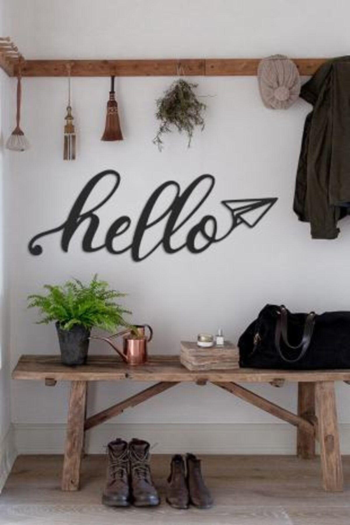 Hello Duvar Yazısı Ahşap Lazer Kesim