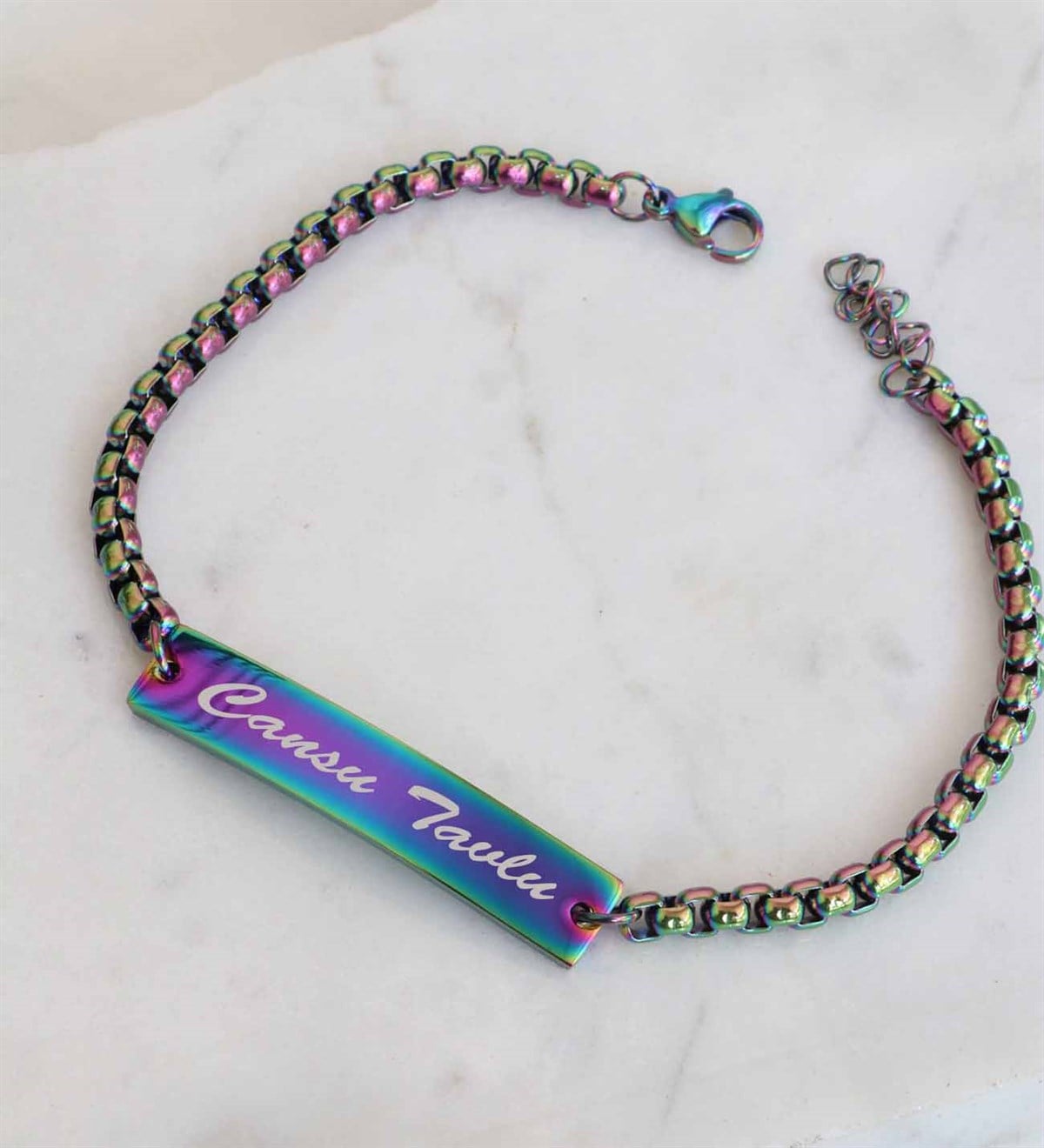 Kişiselleştirilebilir Unisex Hologram Çelik Bileklik
