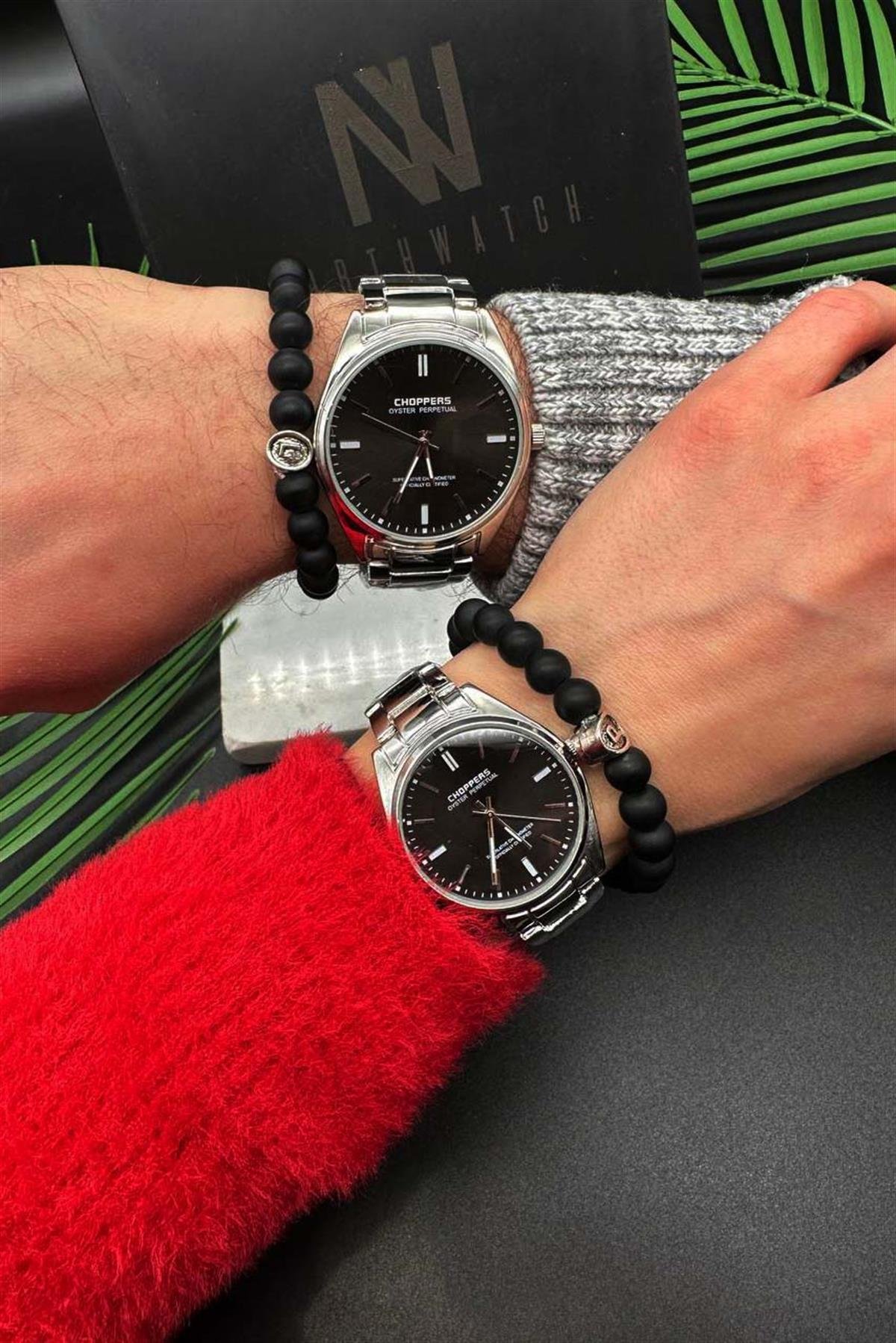 Metal Kordon Analog Gri Çift Saati