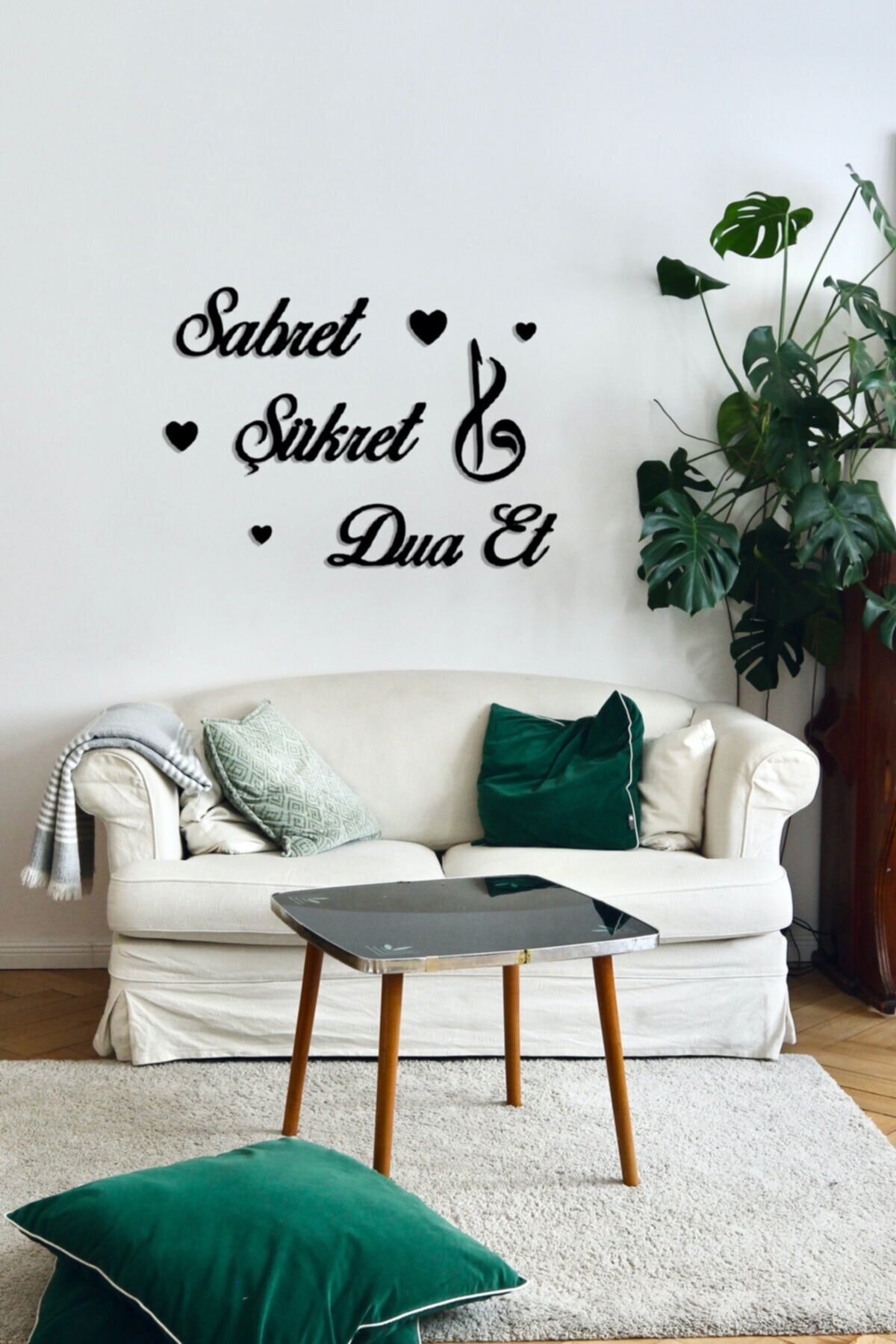 Sabret Şükret Dua Et Duvar Yazısı Ahşap