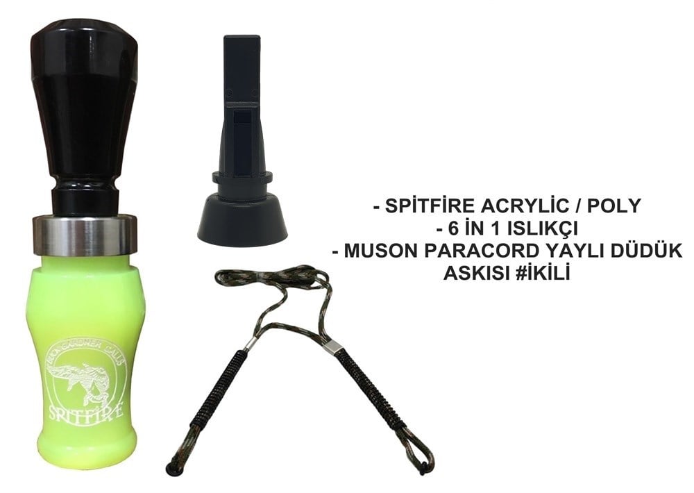 Buck Gardner Spitfire Yaylı Askılı Düdük Seti 1# Green P.