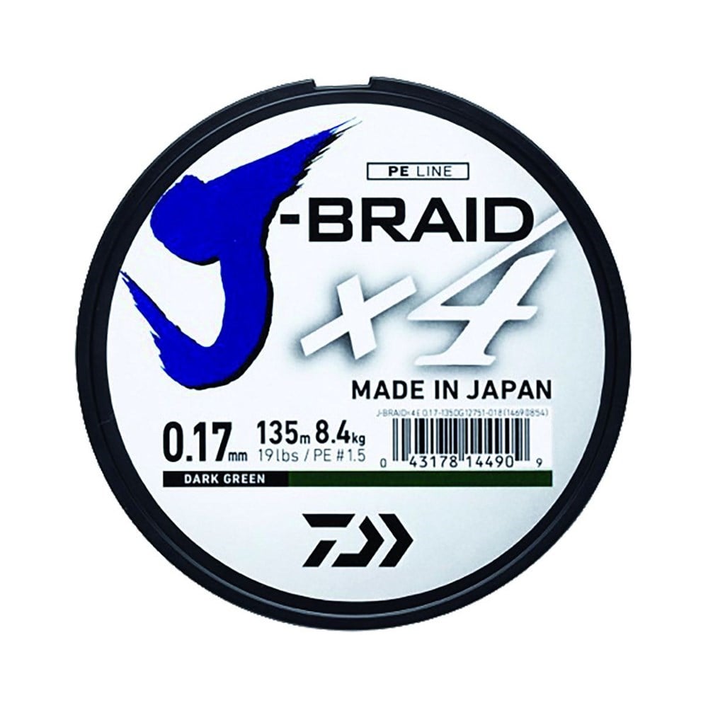 DAİWA J-BRAİD 4 KAT 135MT KOYU YEŞİL ÖRGÜ İP MİSİNA # 0,15 MM