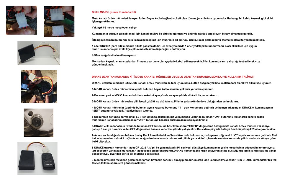 Drake Mojo Kanatlı Ördek Mühresi Uzaktan Kumanda Kiti