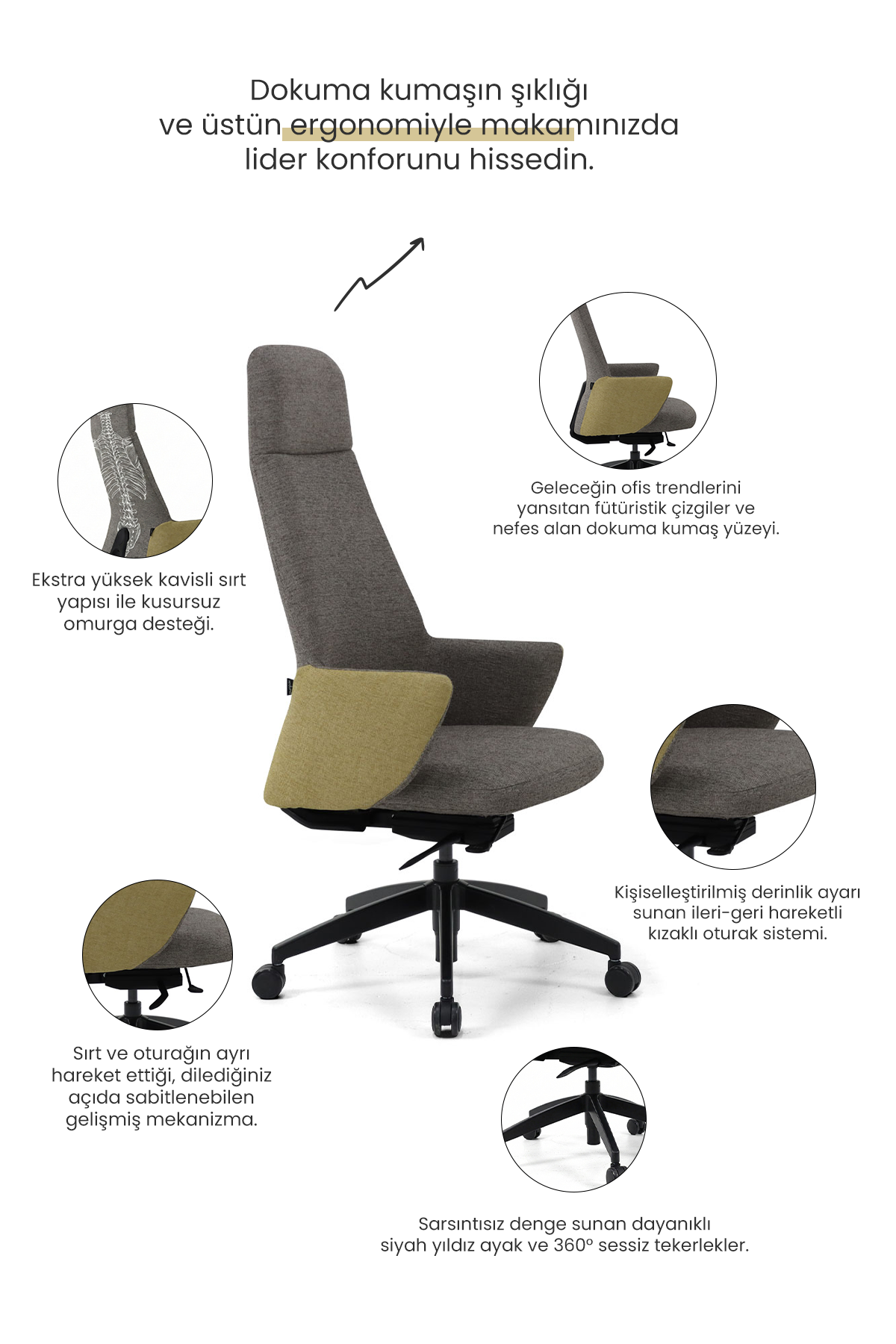 Seduna Aris Executive Yönetici Koltuğu  | Ofis Sandalyesi FabricSeduna Aris Executive Yönetici Koltuğu  | Ofis Sandalyesi Fabric