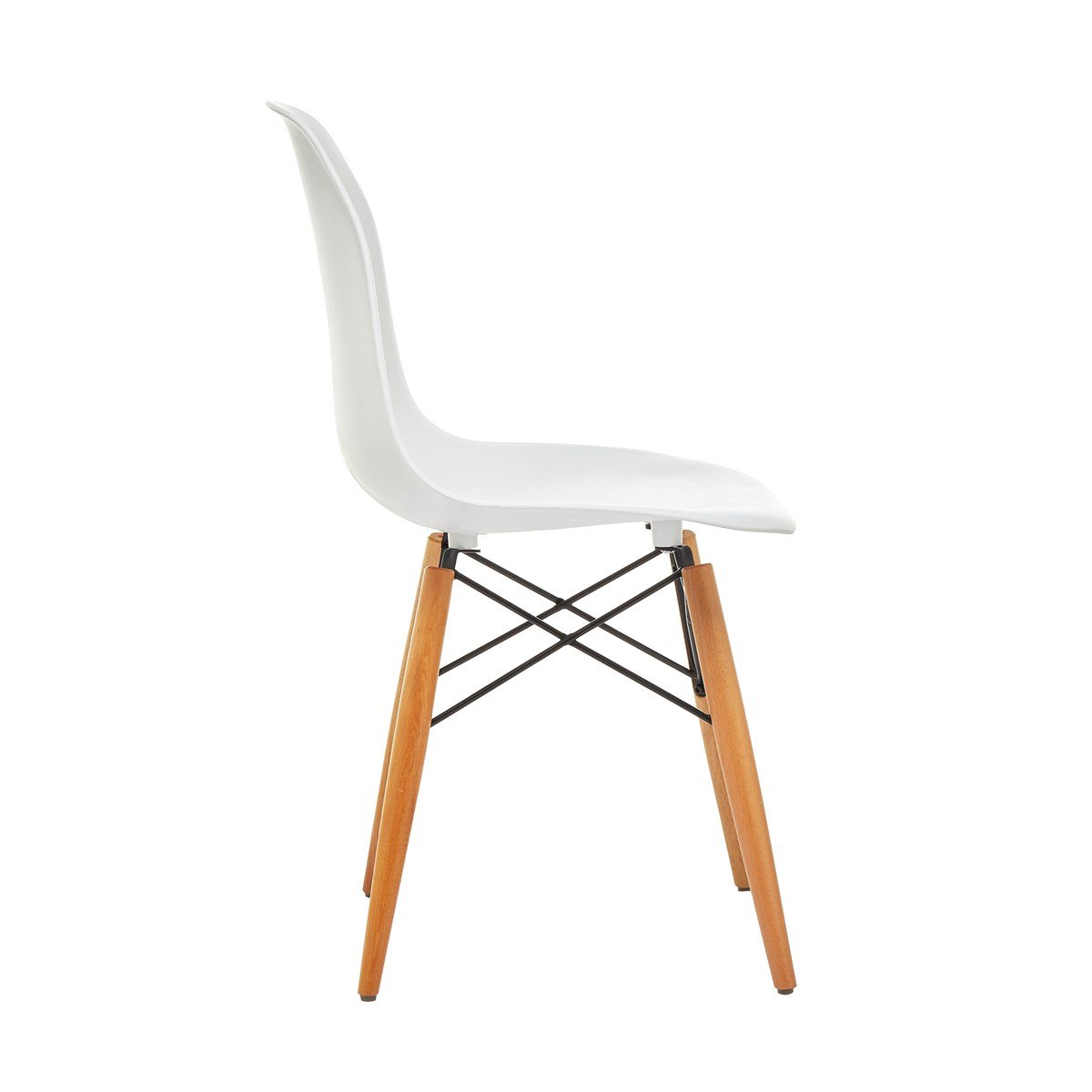 Seduna Beyaz Eames Sandalye - 4 Adet - Natural Ahşap Ayaklı