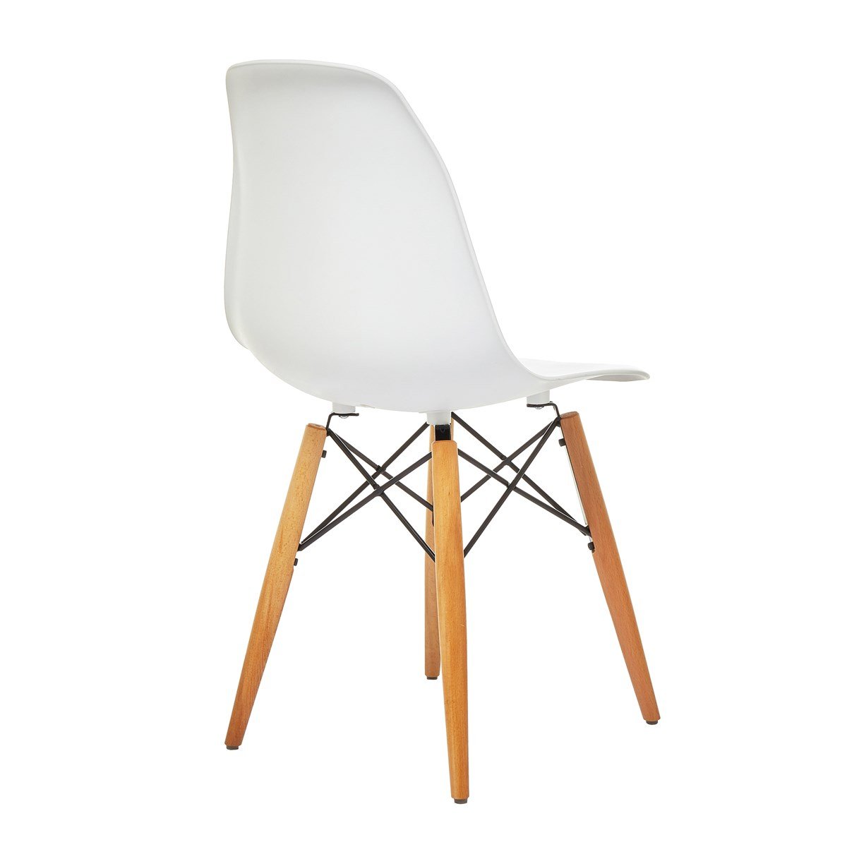 Seduna Beyaz Eames Sandalye - 4 Adet - Natural Ahşap Ayaklı