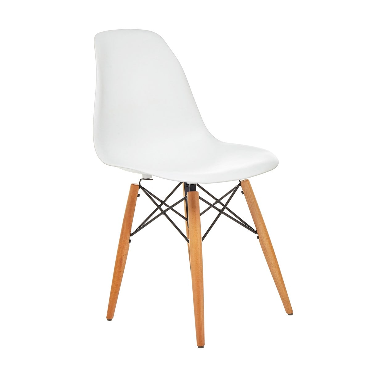 Seduna Beyaz Eames Sandalye - 4 Adet - Natural Ahşap Ayaklı