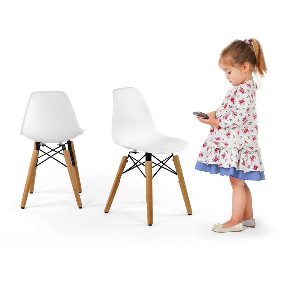 Seduna Eames Child 2x1 Sandalye Masa Takım | Natural Ahşap Ayaklı