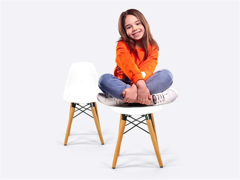 Seduna Eames Child Sandalye 2 Adet | Natural Ahşap Ayaklı