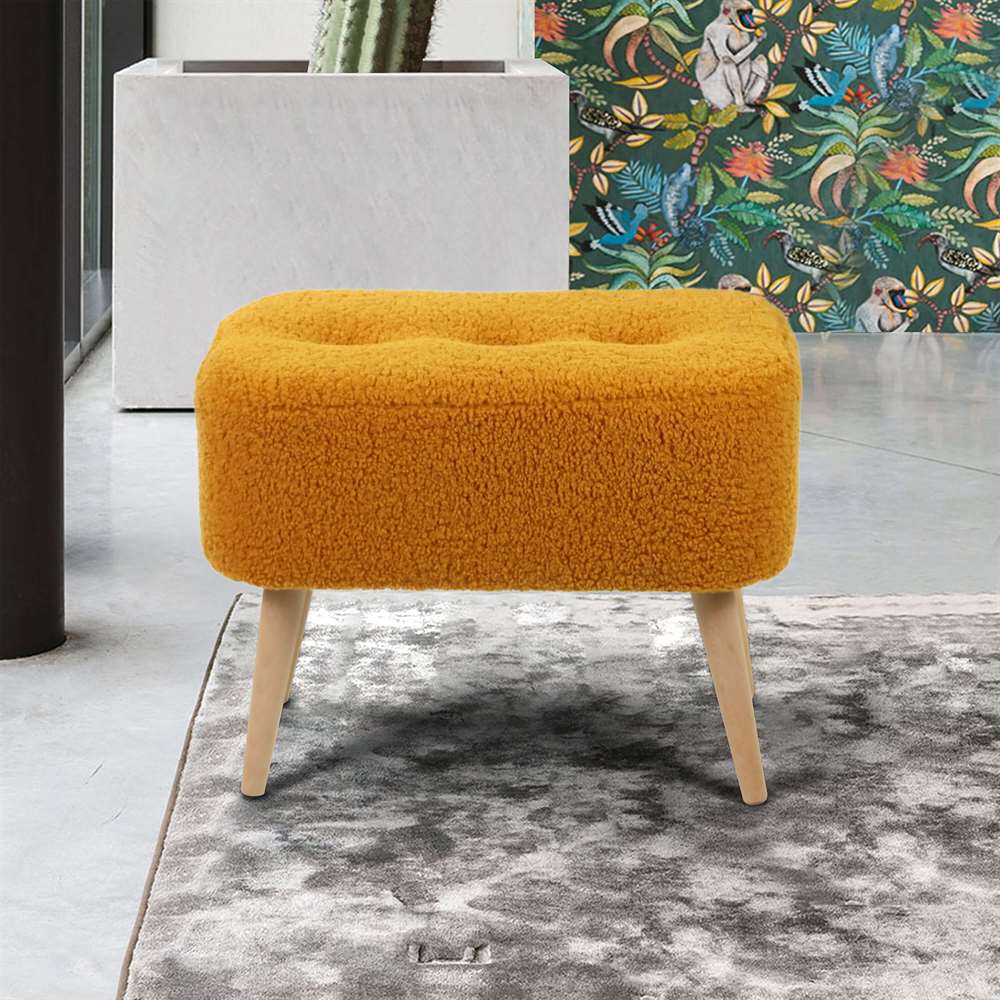 Seduna Miami Puf | Ahşap Ayaklı | Teddy Kumaş Puf Bench
