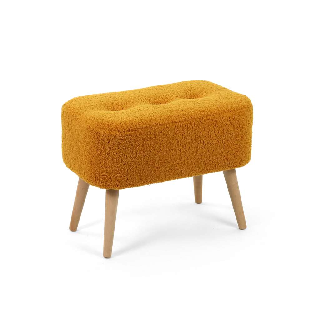 Seduna Miami Puf | Ahşap Ayaklı | Teddy Kumaş Puf Bench
