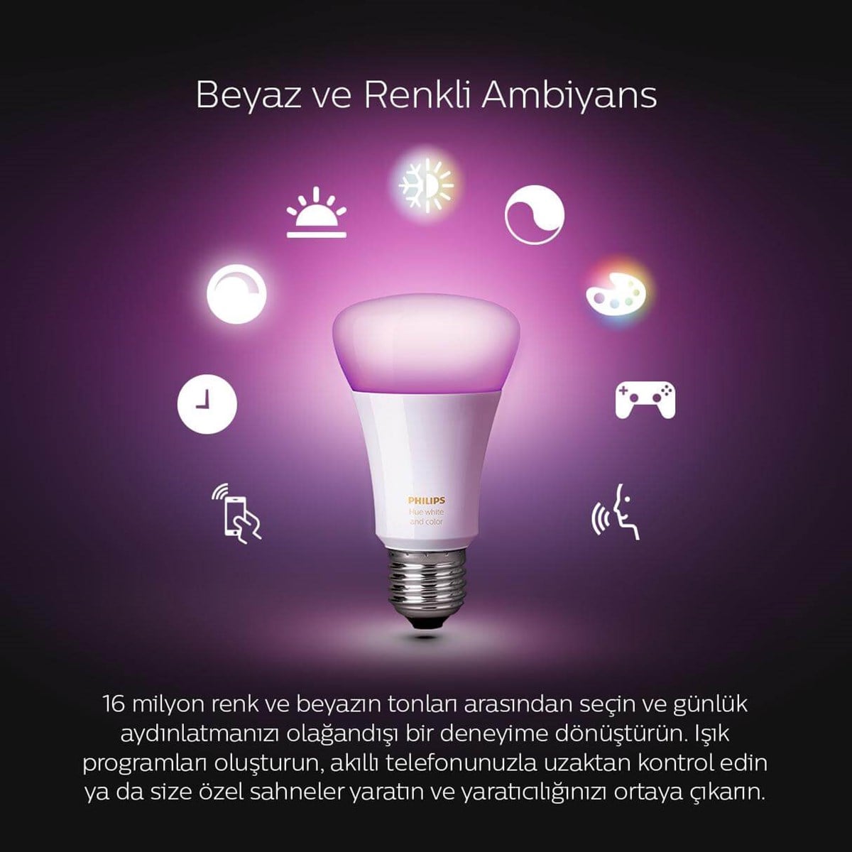 PhilipsPhilips Hue Renkli Akıllı Ampul E27 (Bluetooth Özelliği de Mevcuttur)LED Ampuller