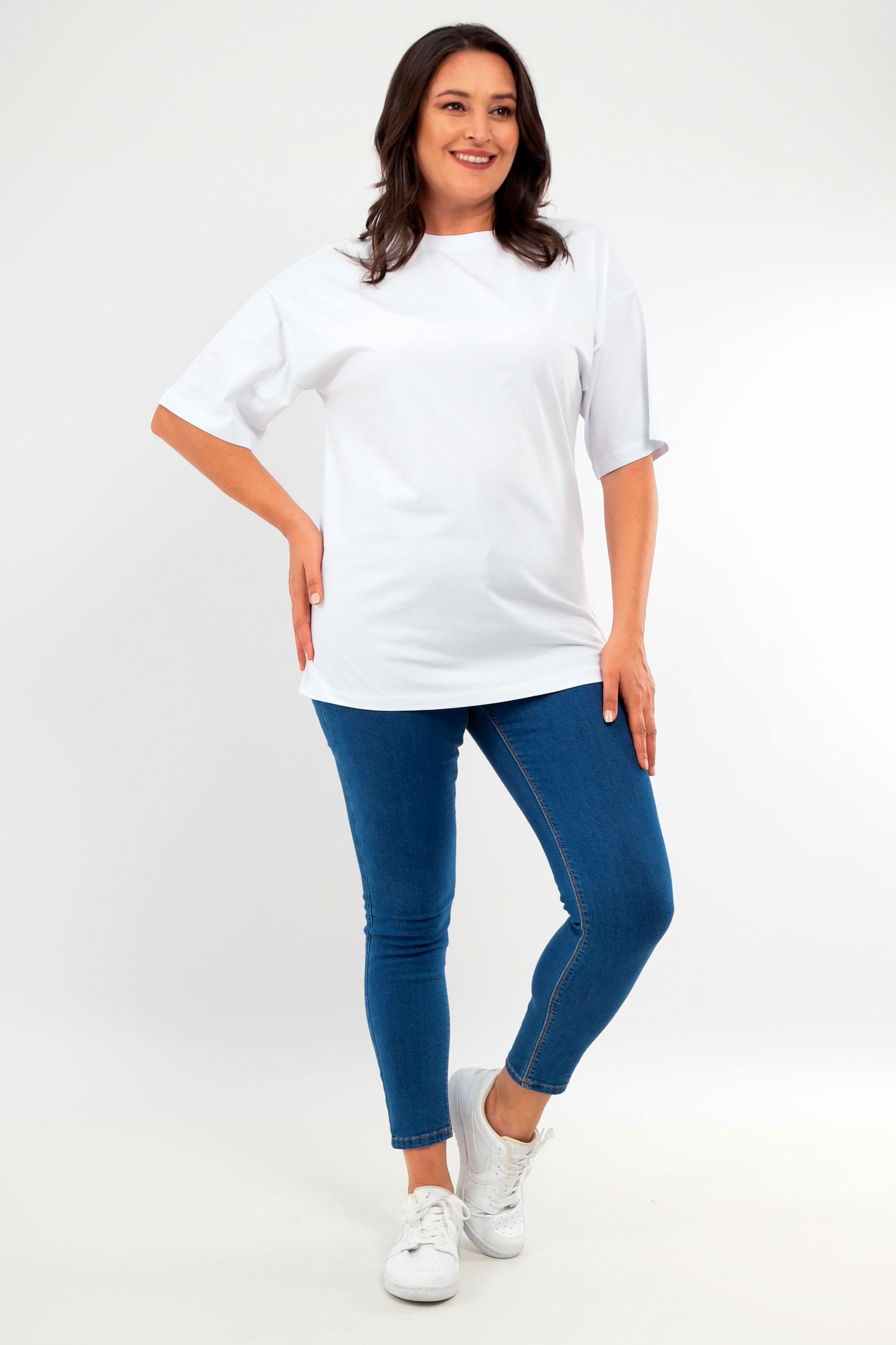  Trend42plus Büyük Beden Unisex Oversize  Bisiklet Yaka Basic Siyah-Beyaz t-shirt / Rahat 2'li Paket