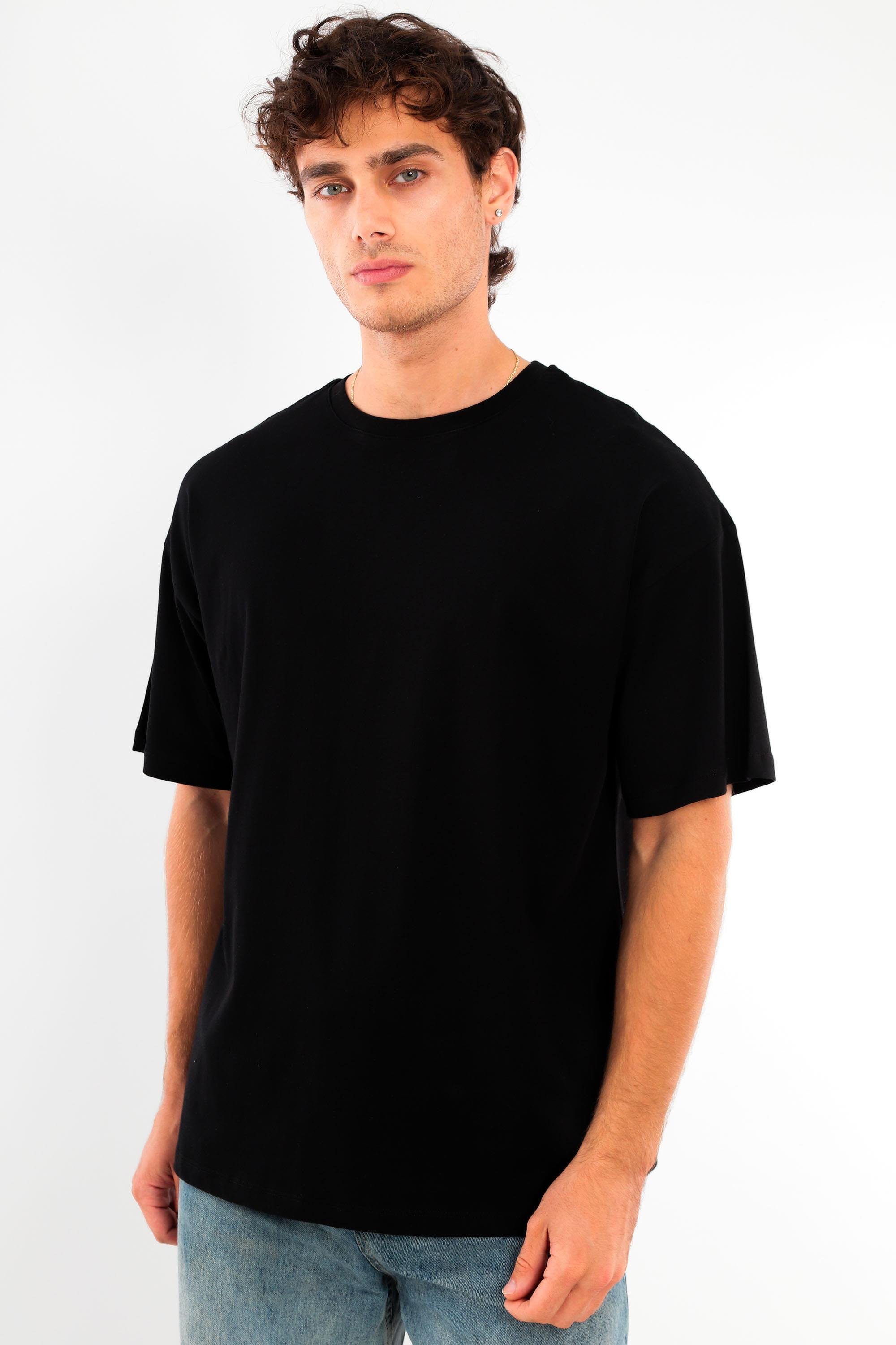  Trend42plus Büyük Beden Unisex Oversize  Bisiklet Yaka Basic Siyah-Beyaz t-shirt / Rahat 2'li Paket