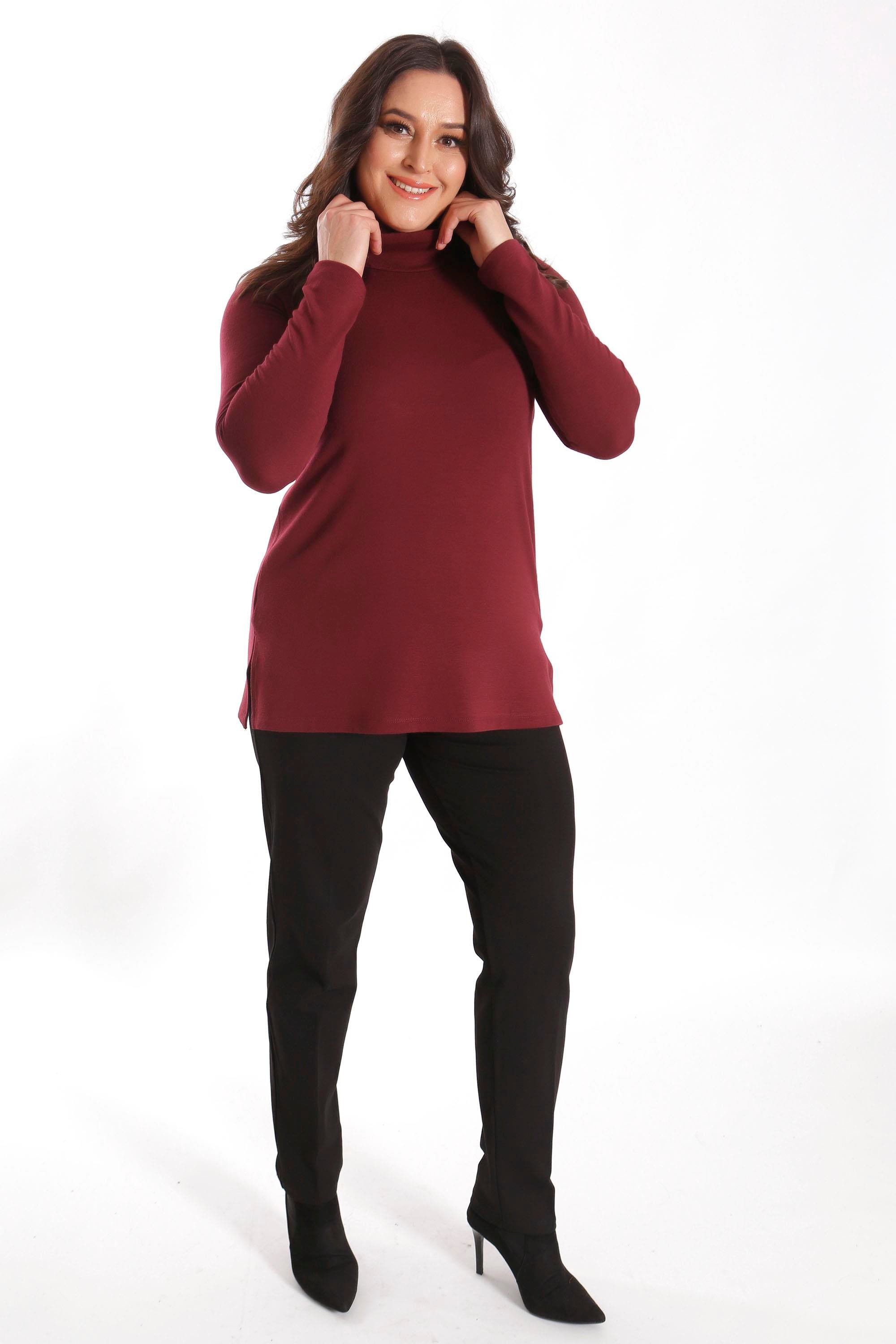 Basıc Yarım Balıkçı Bordo Bluz