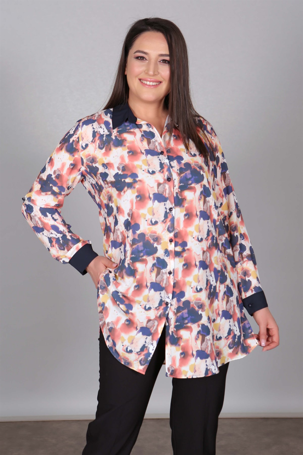 Batik Desen Pudra Tunik Gömlek