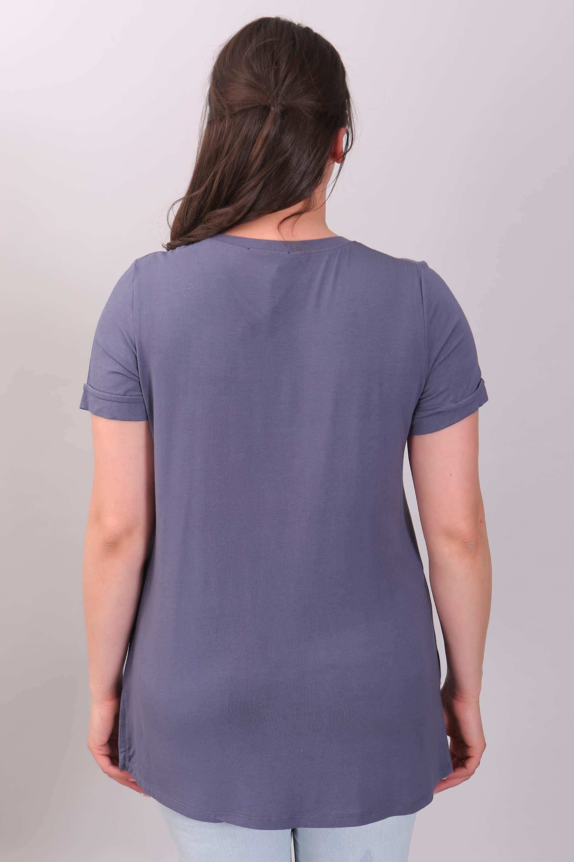 Bisiklet Yakalı Basic İndigo Bluz