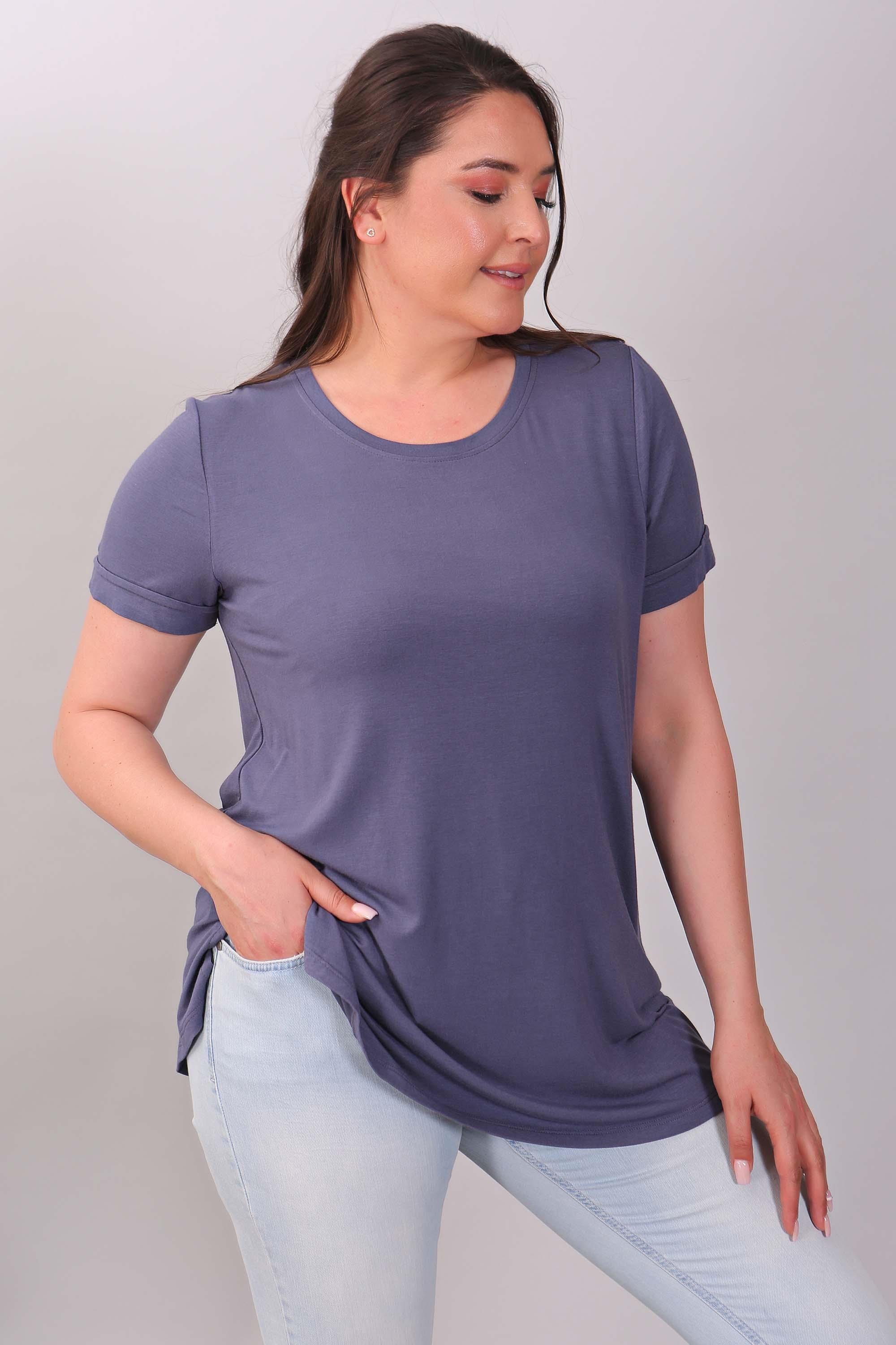 Bisiklet Yakalı Basic İndigo Bluz