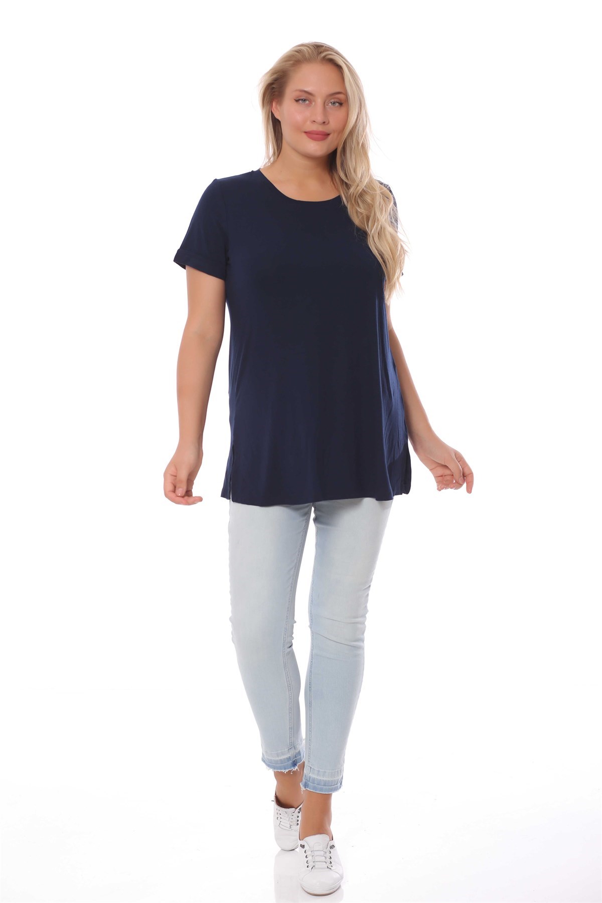 Bisiklet Yakalı Basic Lacivert Bluz