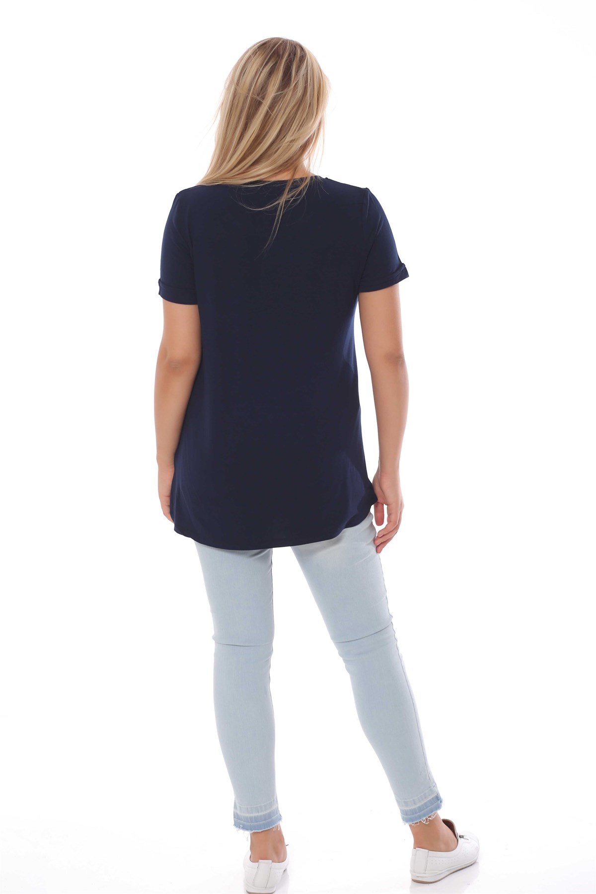 Bisiklet Yakalı Basic Lacivert Bluz