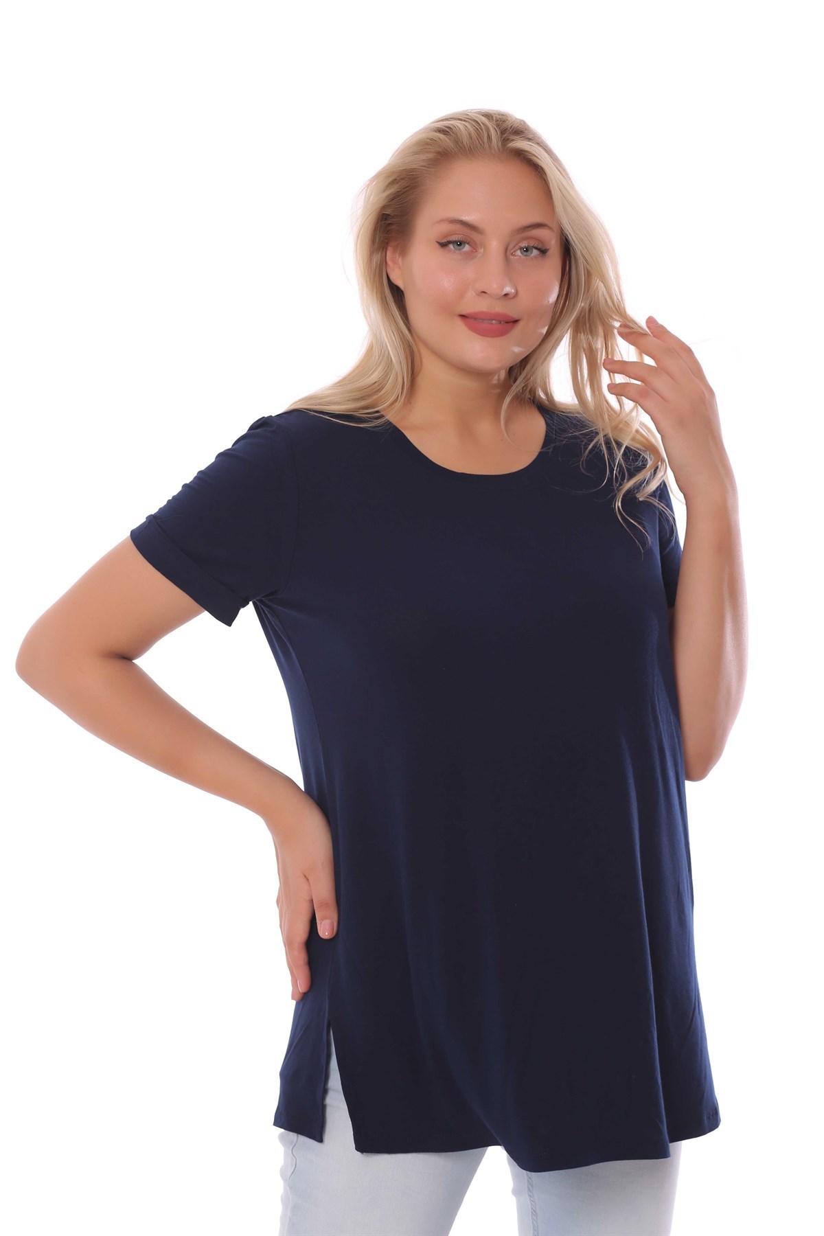 Bisiklet Yakalı Basic Lacivert Bluz
