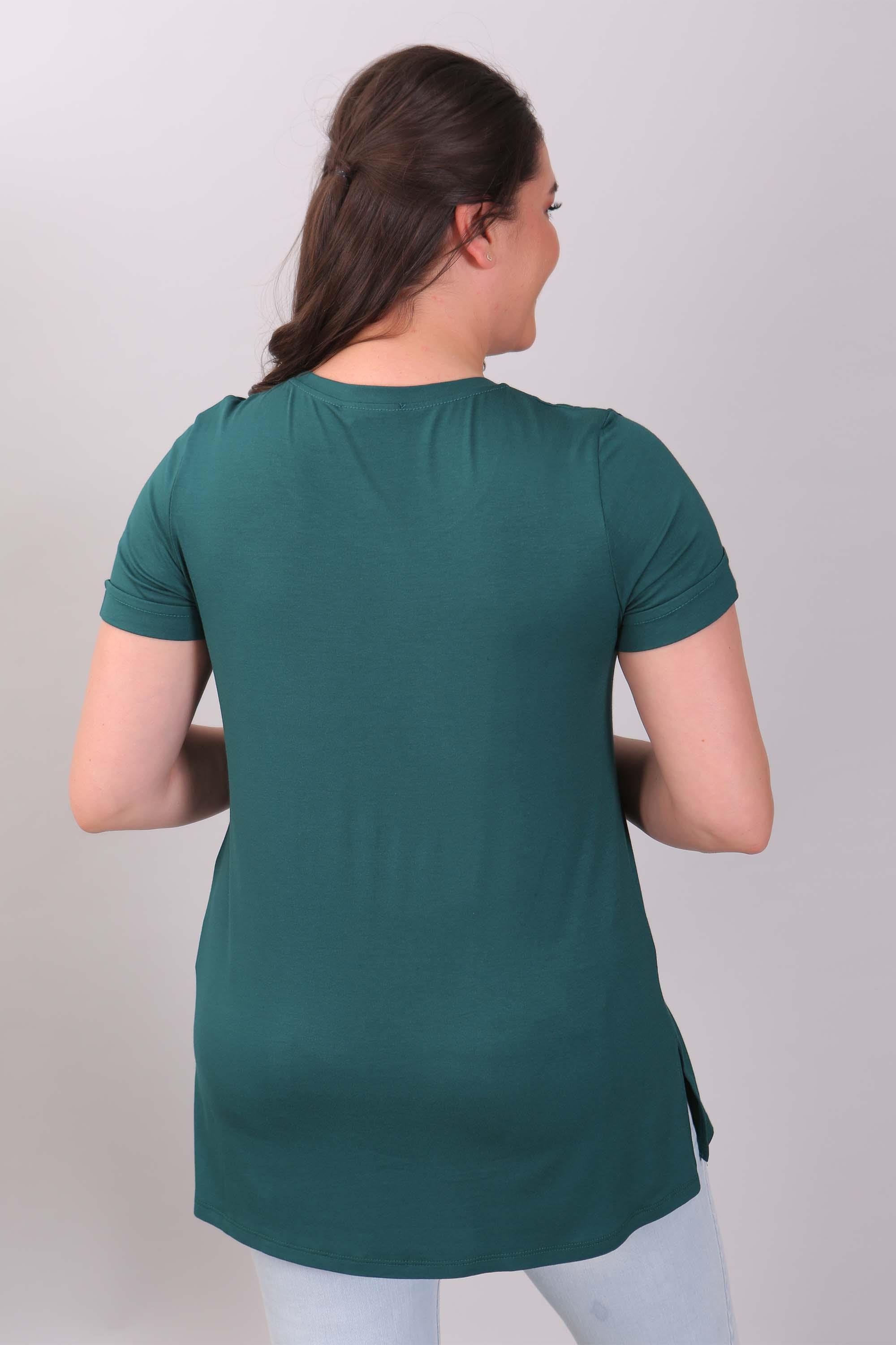 Bisiklet Yakalı Basic Yeşil Bluz