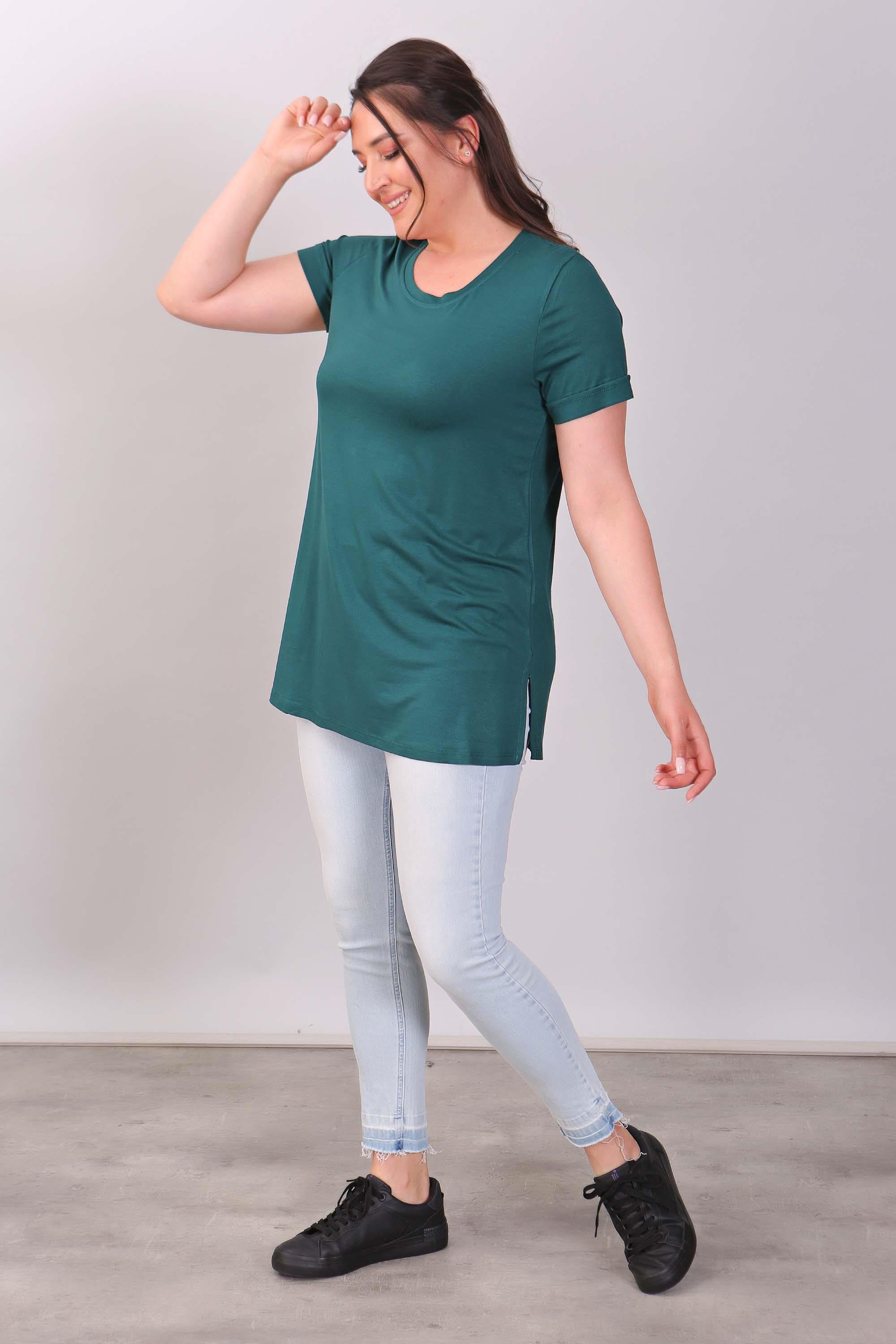 Bisiklet Yakalı Basic Yeşil Bluz