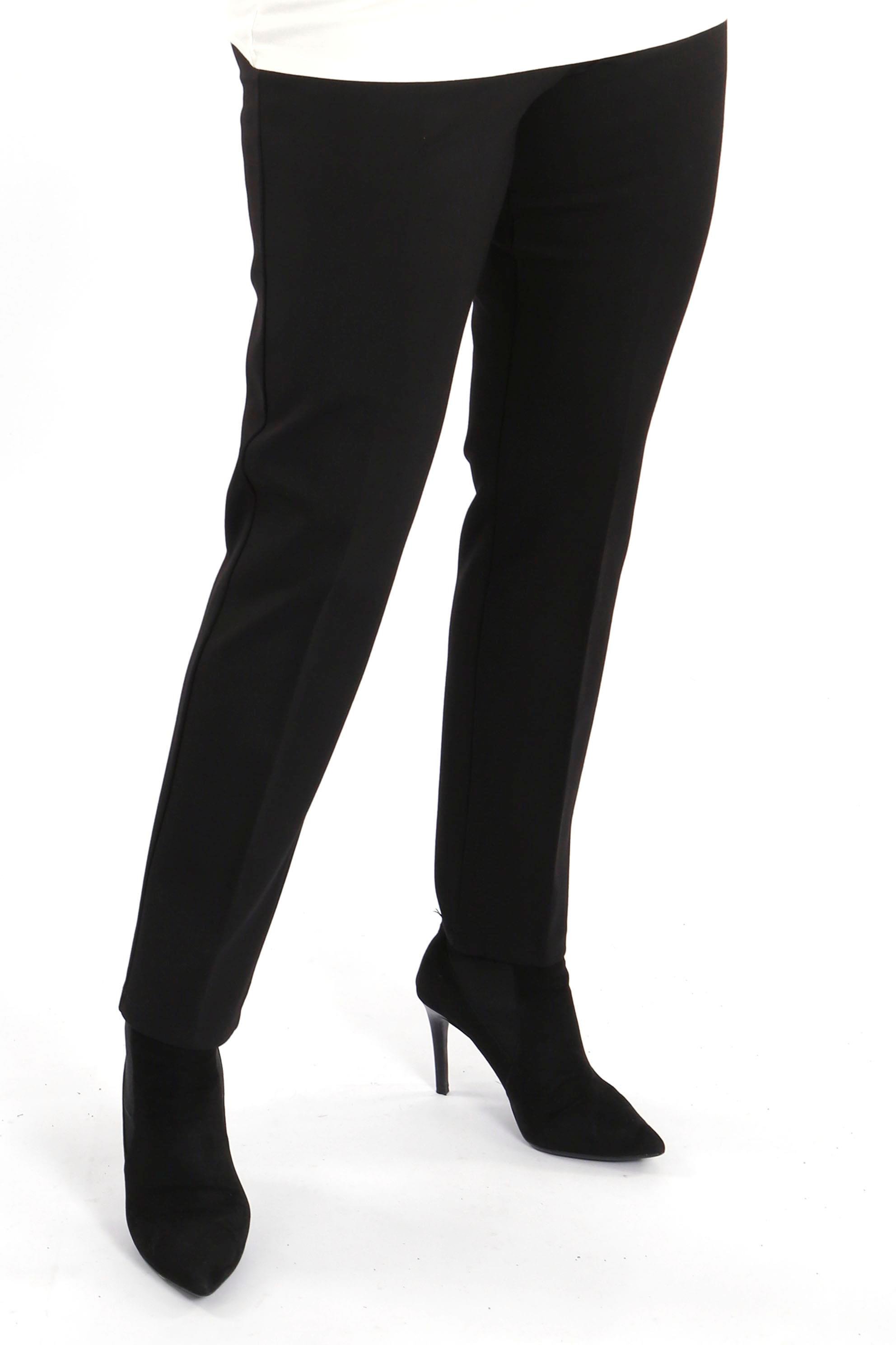 Büyük Beden Beli Lastikli Dar Paça Siyah Pantolon