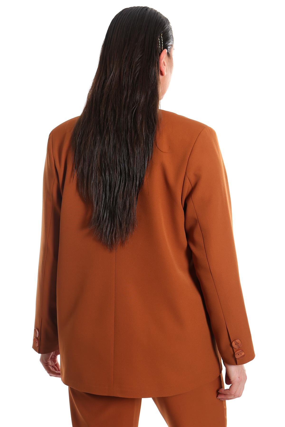 Büyük Beden Taba Tona Ton Astarlı Blazer Ceket