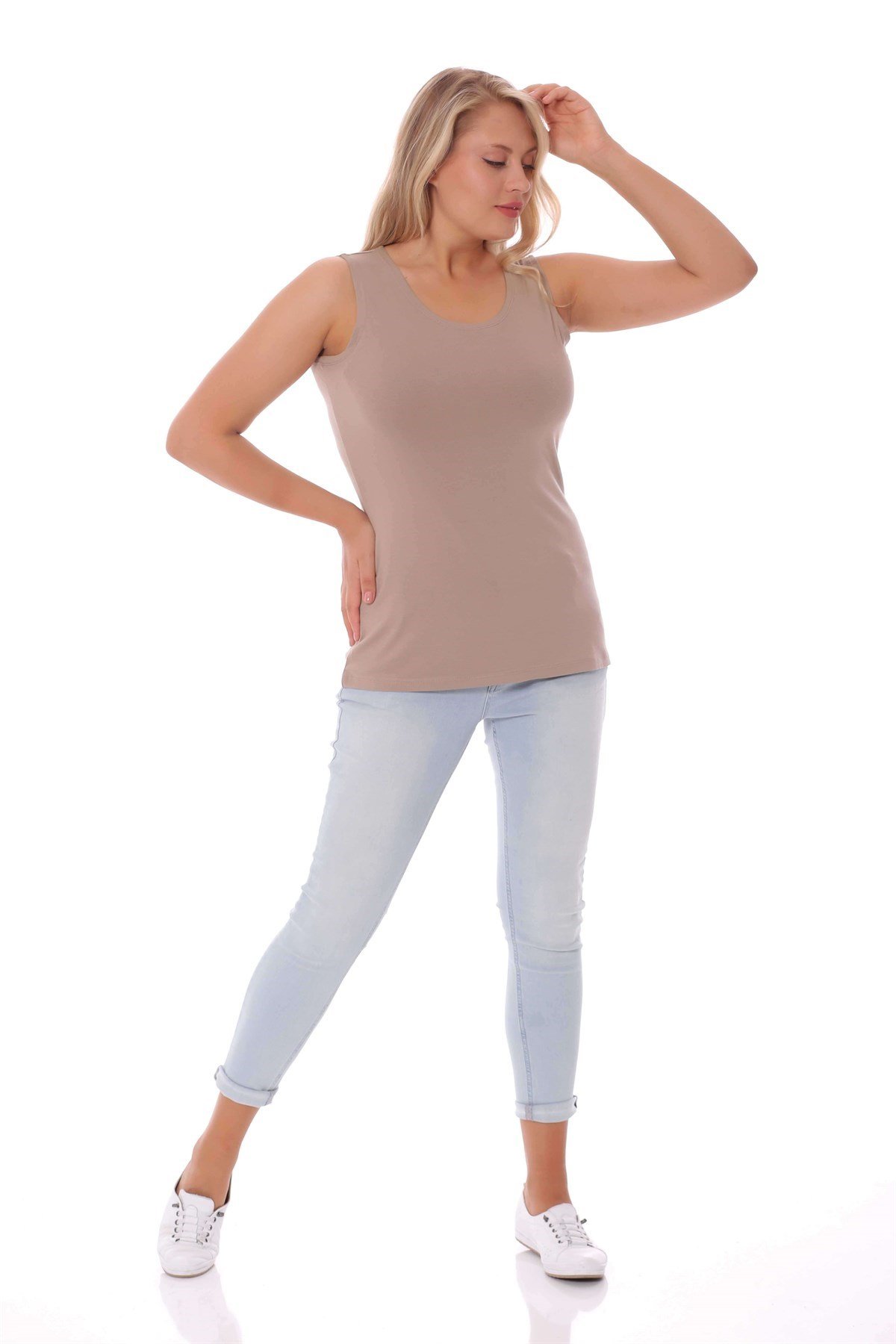 Geniş Askılı Basic Vizon Bluz