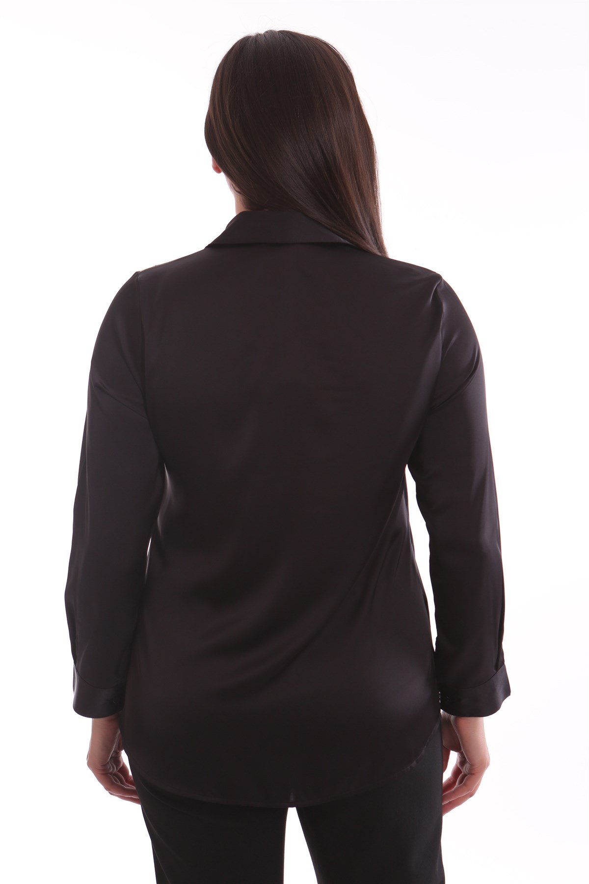 Geometrik Desen Garnili Saten Pudra Gömlek