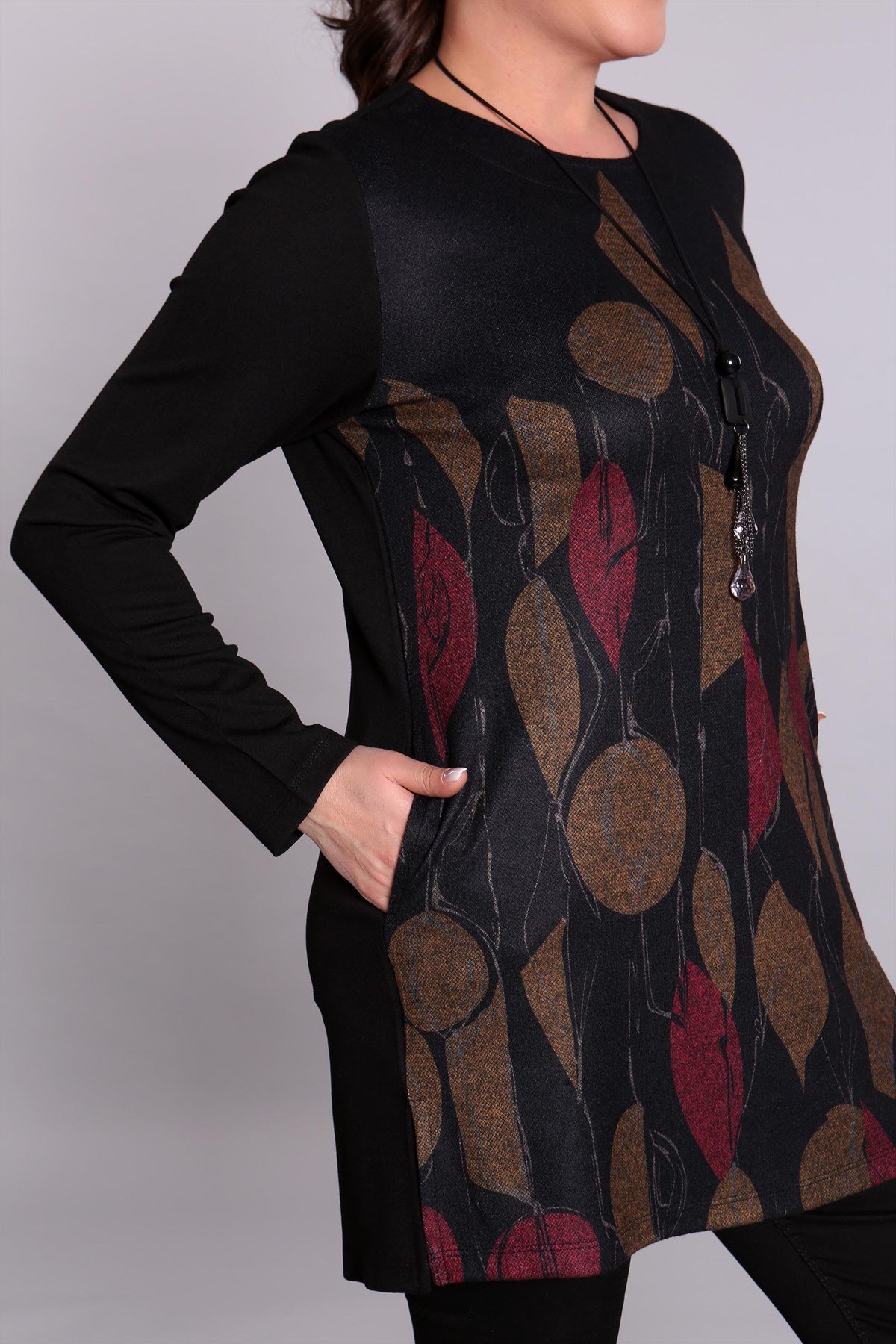 Geometrik Desen Siyah Tunik