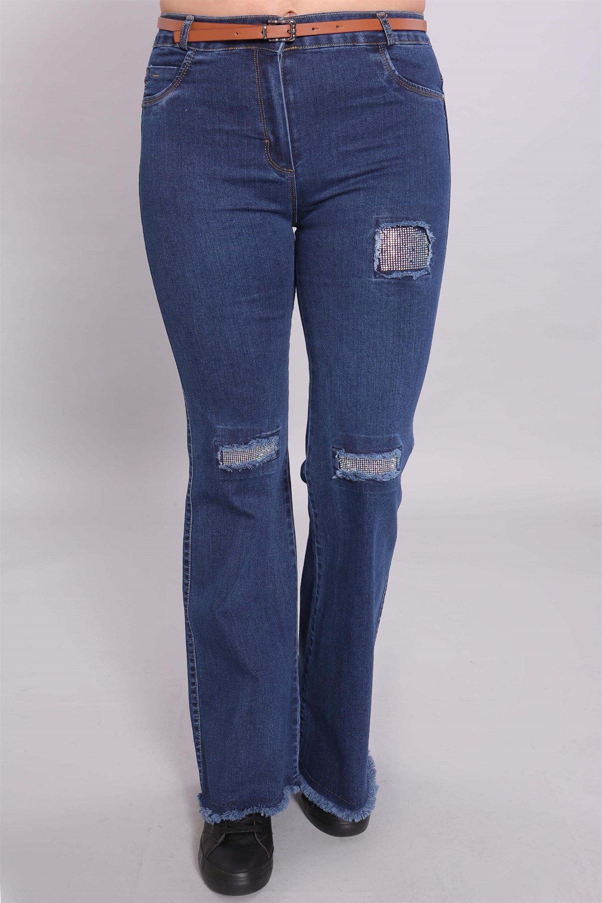 İspanyol Paça Mavi Denim Pantolon