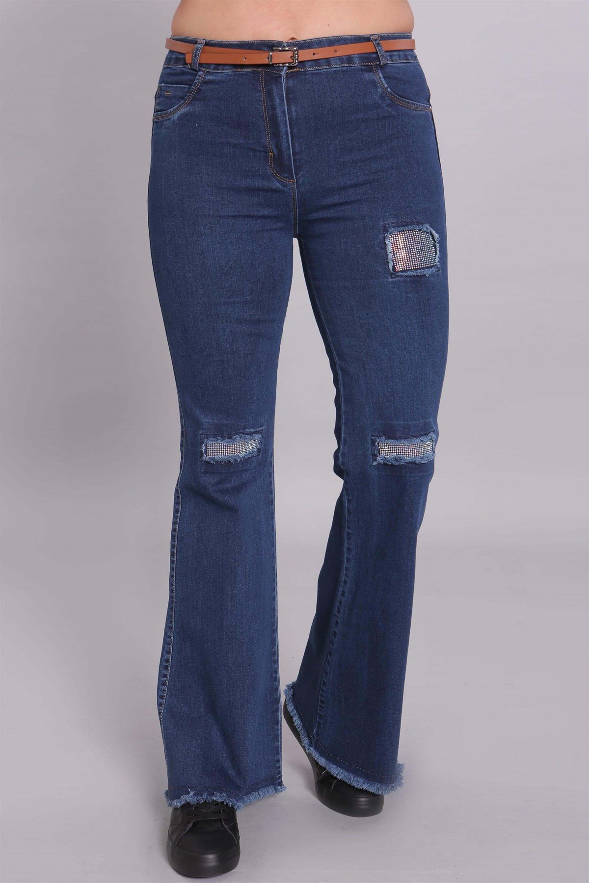 İspanyol Paça Mavi Denim Pantolon