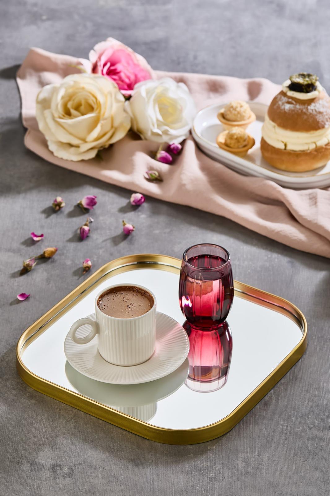 Metpoint Kare Aynalı Gold 24x24 İkramlık Kahve ve Çay Sunum Tepsisi (Çok Amaçlı)