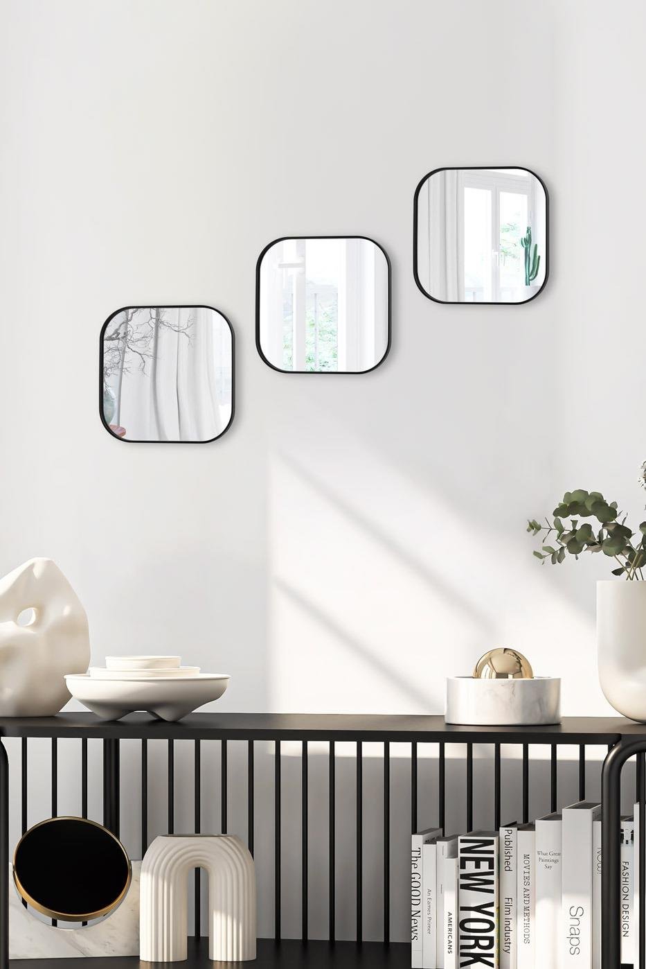 Metpoint Kare Aynalı Siyah 24x24 İkramlık Kahve ve Çay Sunum Tepsisi (Çok Amaçlı)