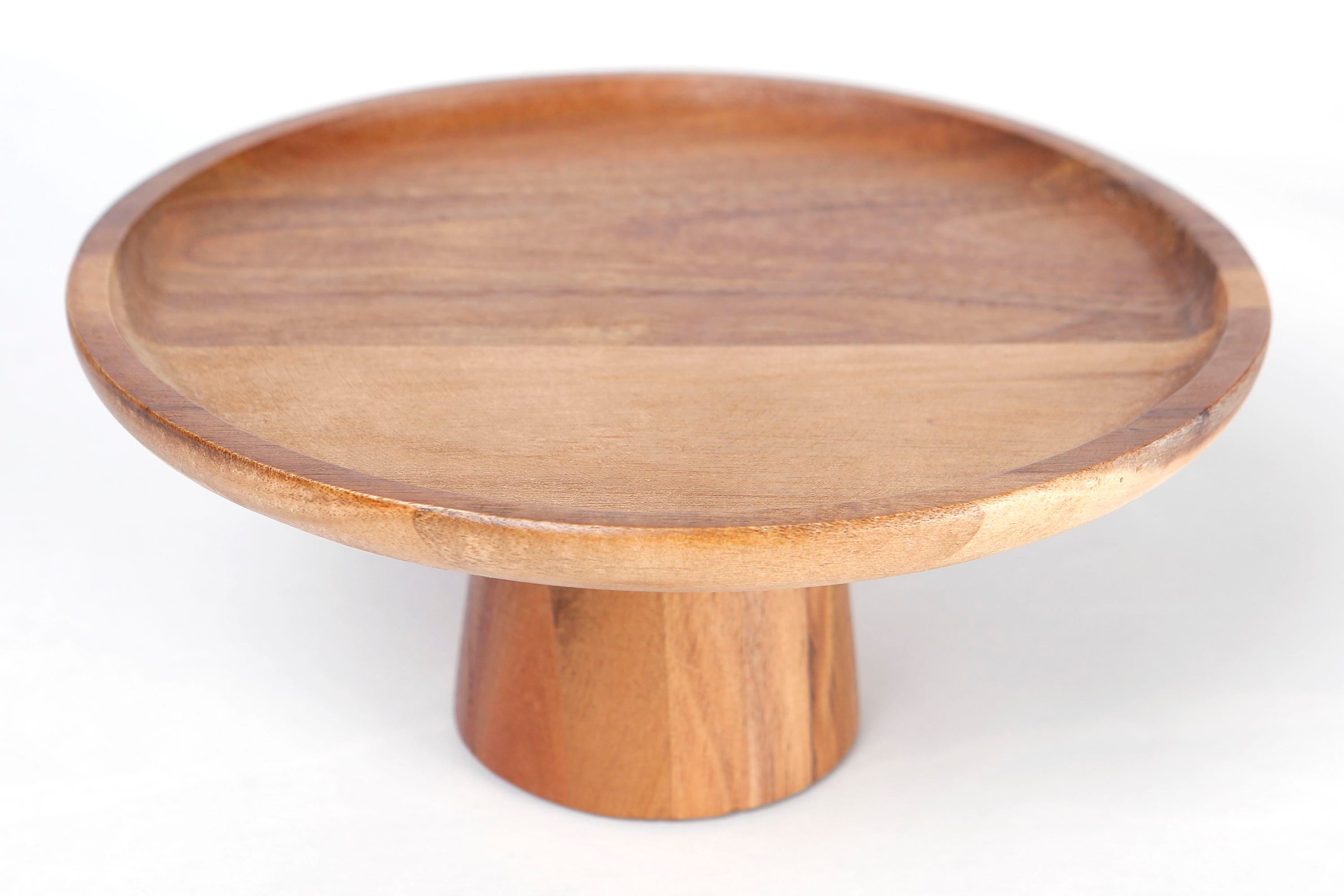 Metpoint Natura Akasya Ayaklı Yuvarlak Büyük Sunum Tabağı 25x11 cm