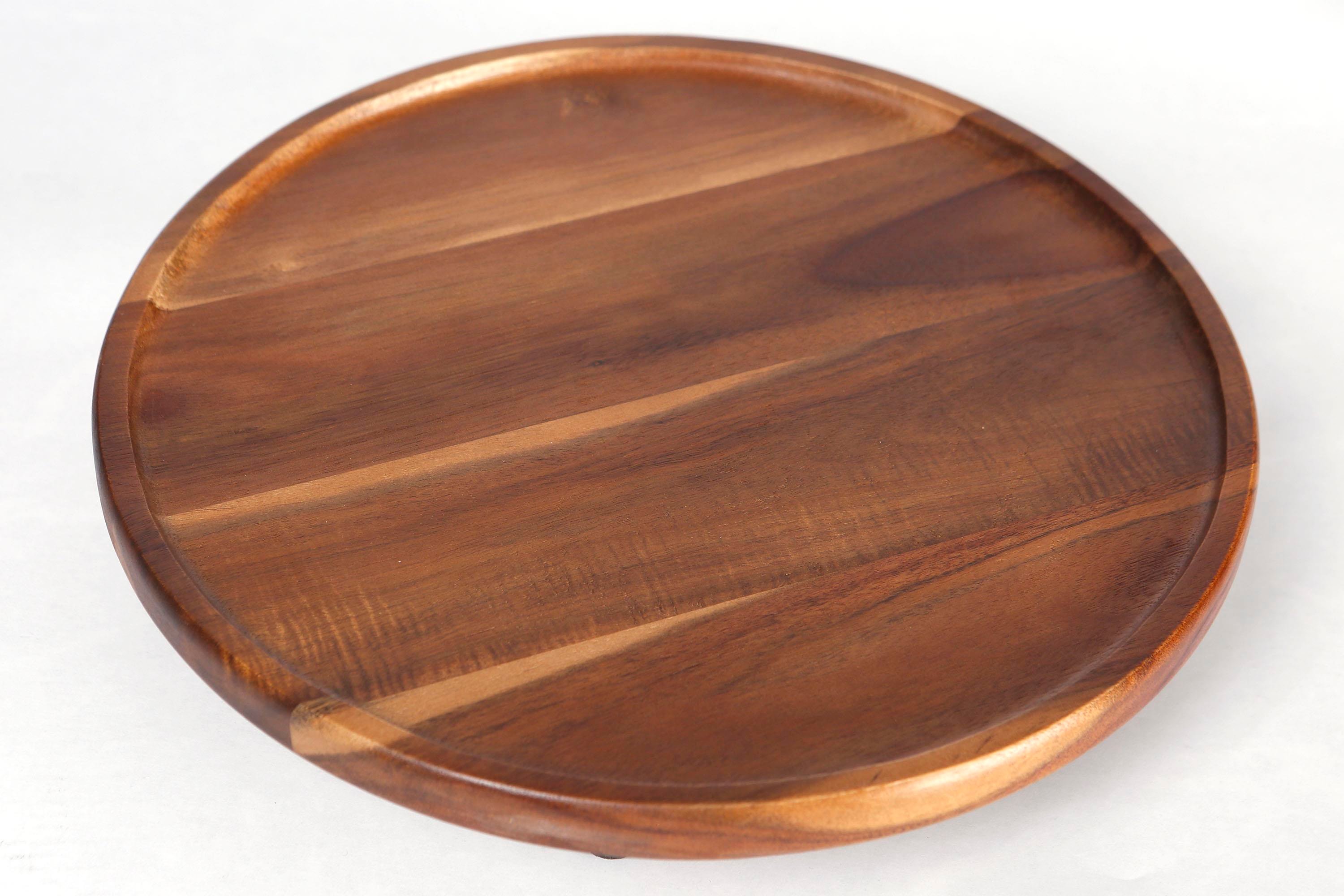 Metpoint Natura Akasya Ayaklı Yuvarlak Büyük Sunum Tabağı 32x6 cm