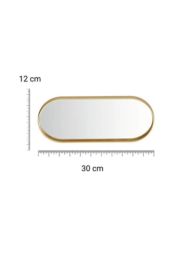 Metpoint Oval Aynalı Gold 3'lü 12x30 İkramlık Kahve ve Çay Sunum Tepsisi (Çok Amaçlı)