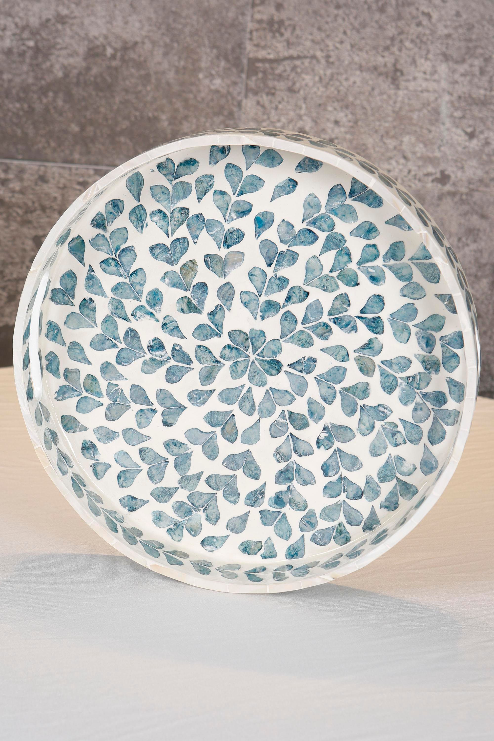 Metpoint Sedefli 3'lü İndigo Mavi Detaylı Tepsi Seti