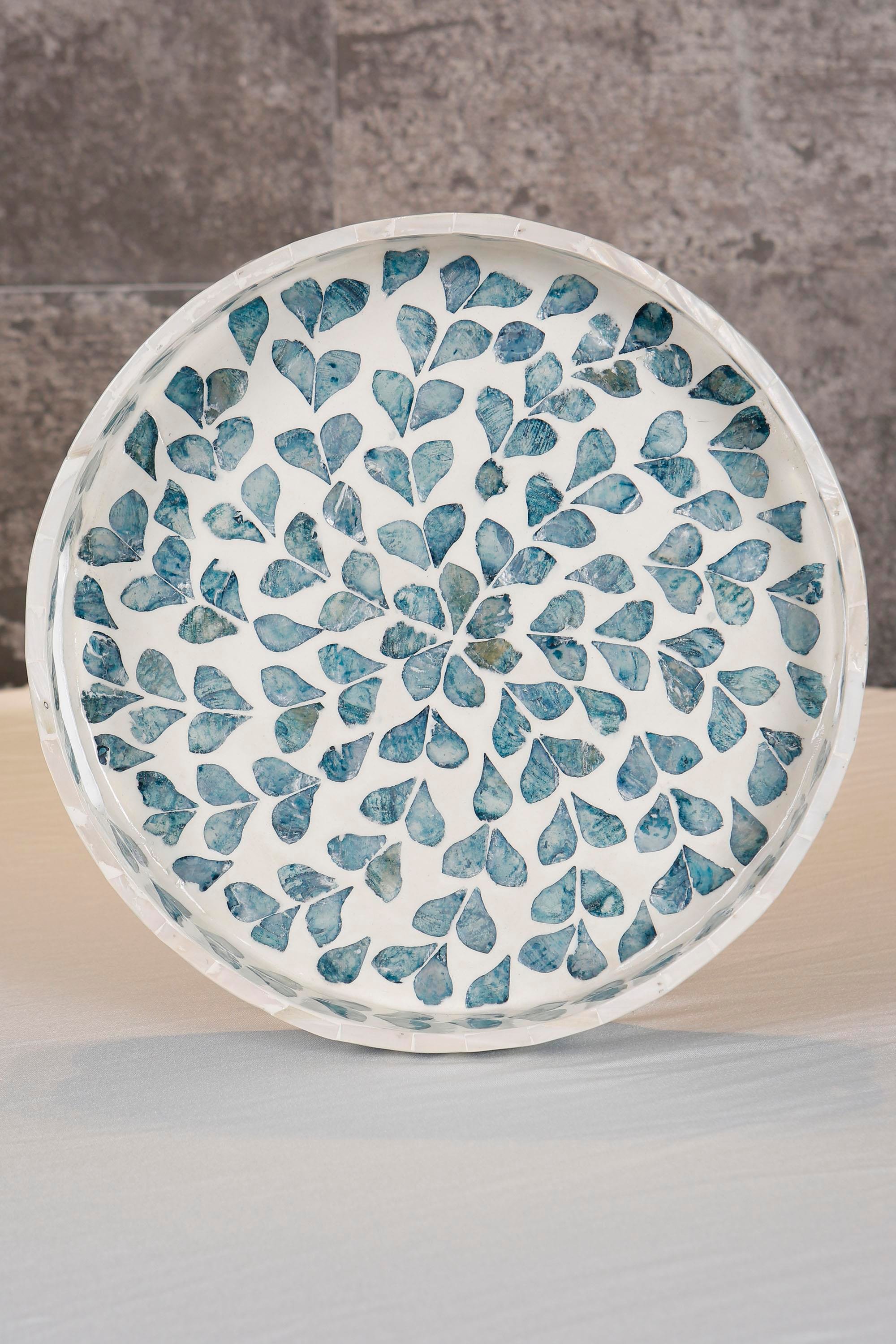 Metpoint Sedefli 3'lü İndigo Mavi Detaylı Tepsi Seti